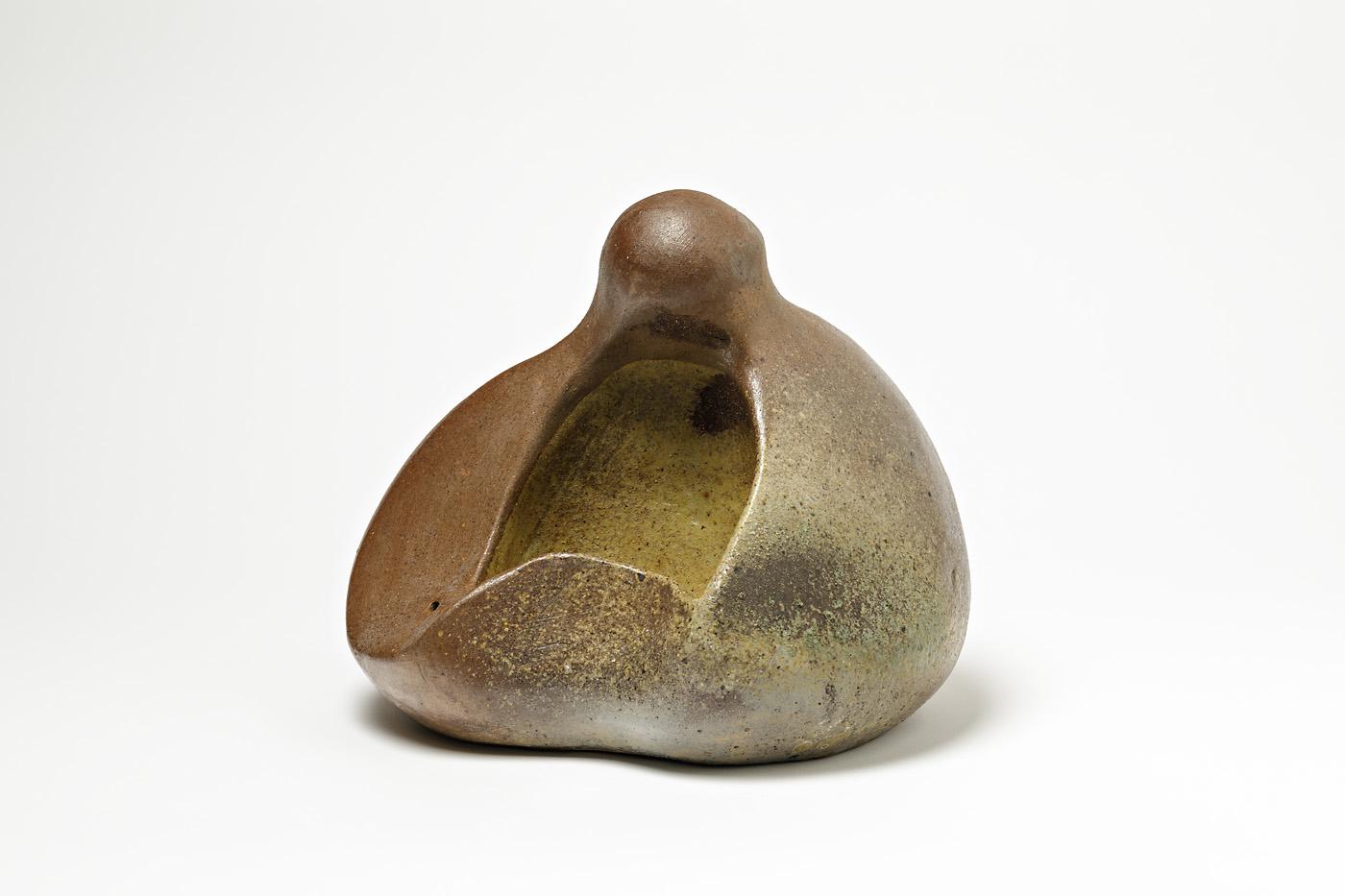 20th Century Abstract Stoneware Sculpture by La Borne Potters, circa 1970, Signed For Sale