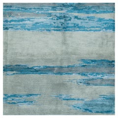Tappeto "Strié" in acciaio e azzurro "Tidebreak" di Doris Leslie Blau