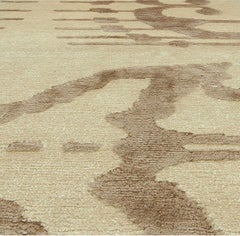 Abstract Stripe Rug in Beige and Tan "Dune Trace" by Doris Leslie Blau