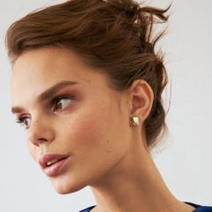 Abstract Stud Earrings in 14K Solid Yellow Gold