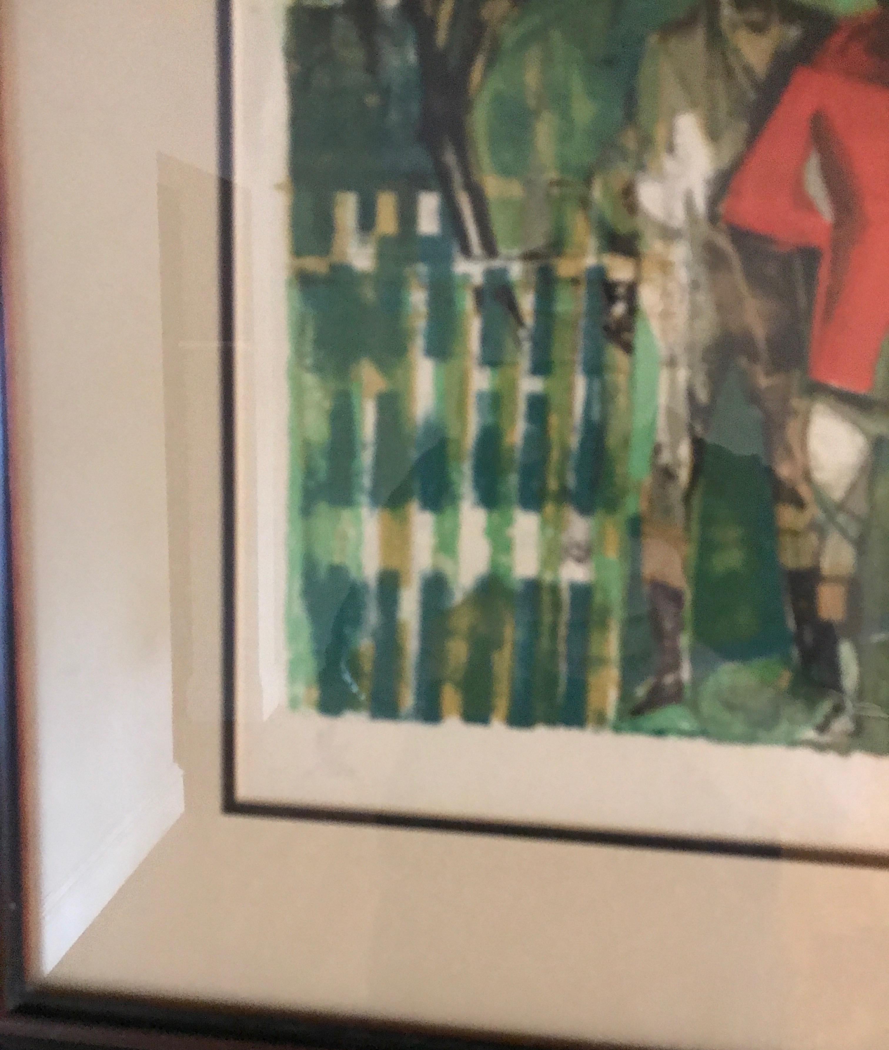 20th Century Abstract Style Equestrian Lithograph by Camille Hilaire For Sale