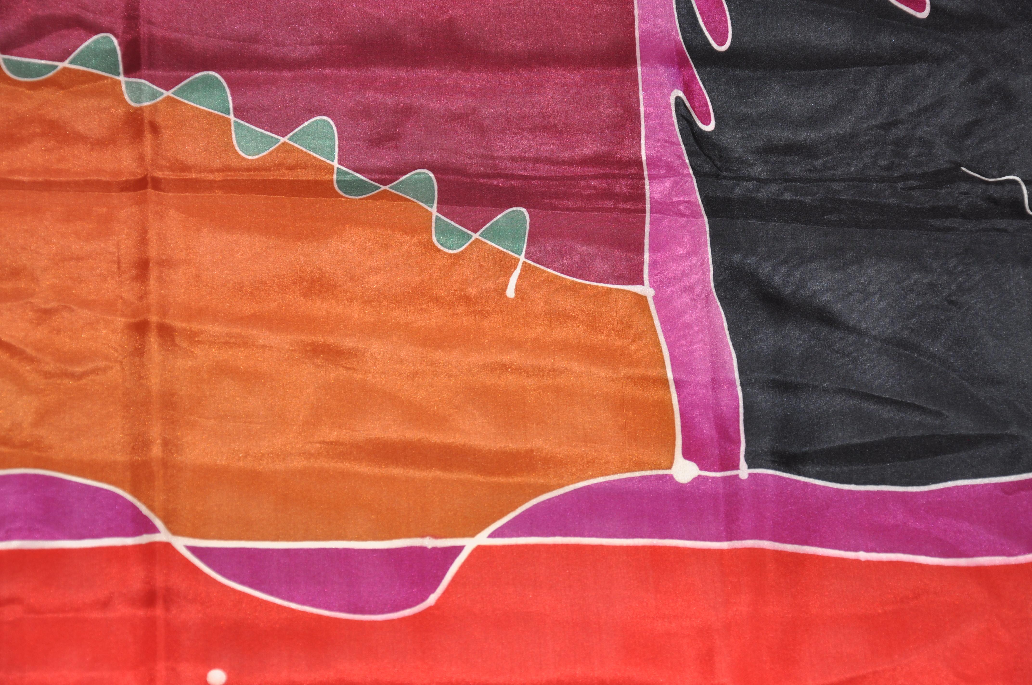 Women's or Men's Abstract Surreal Silk Scarf For Sale