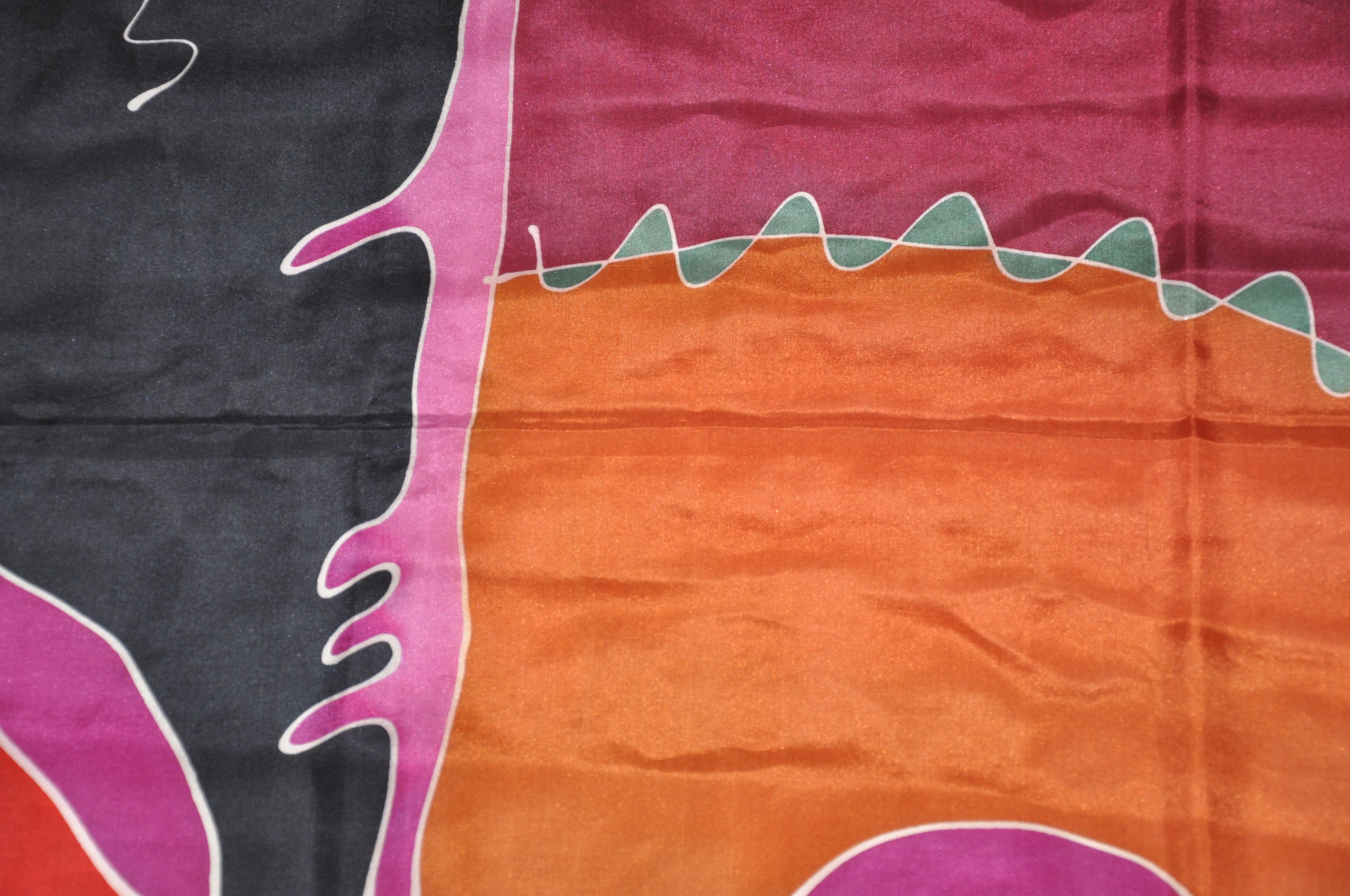 Abstract Surreal Silk Scarf For Sale 2