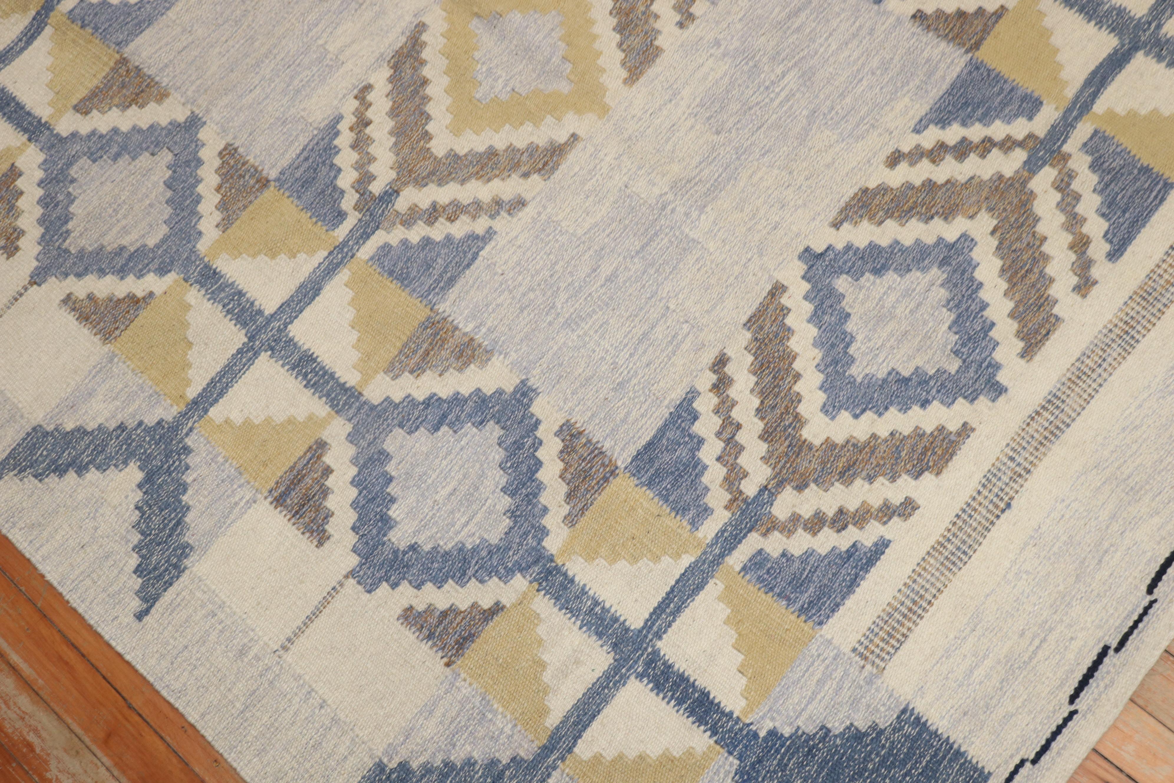 Scandinavian Modern Abstract Swedish Kilim For Sale