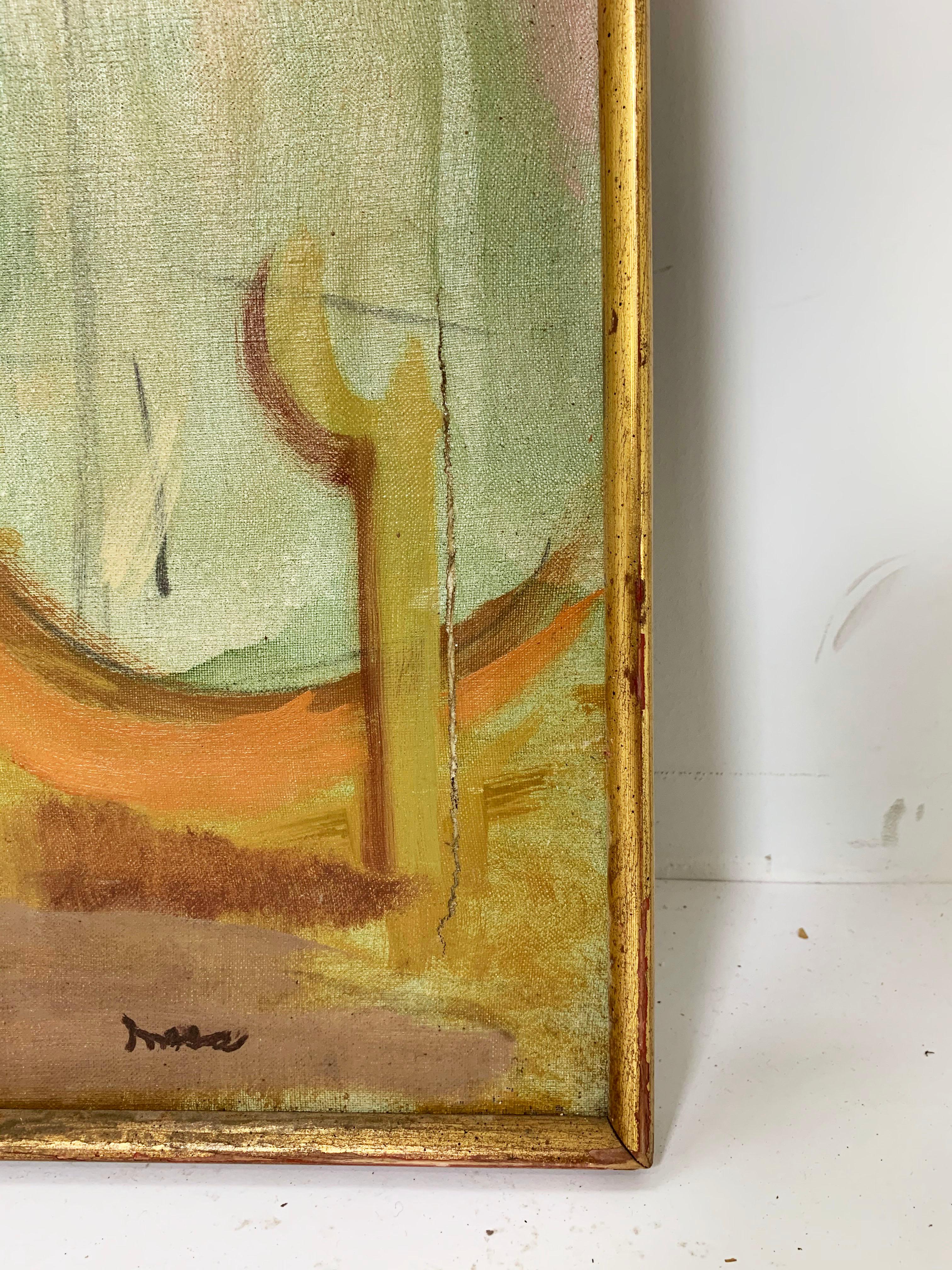 Abstract Symbolist Midcentury Oil Painting by Harold Mesibov, circa 1950s 3