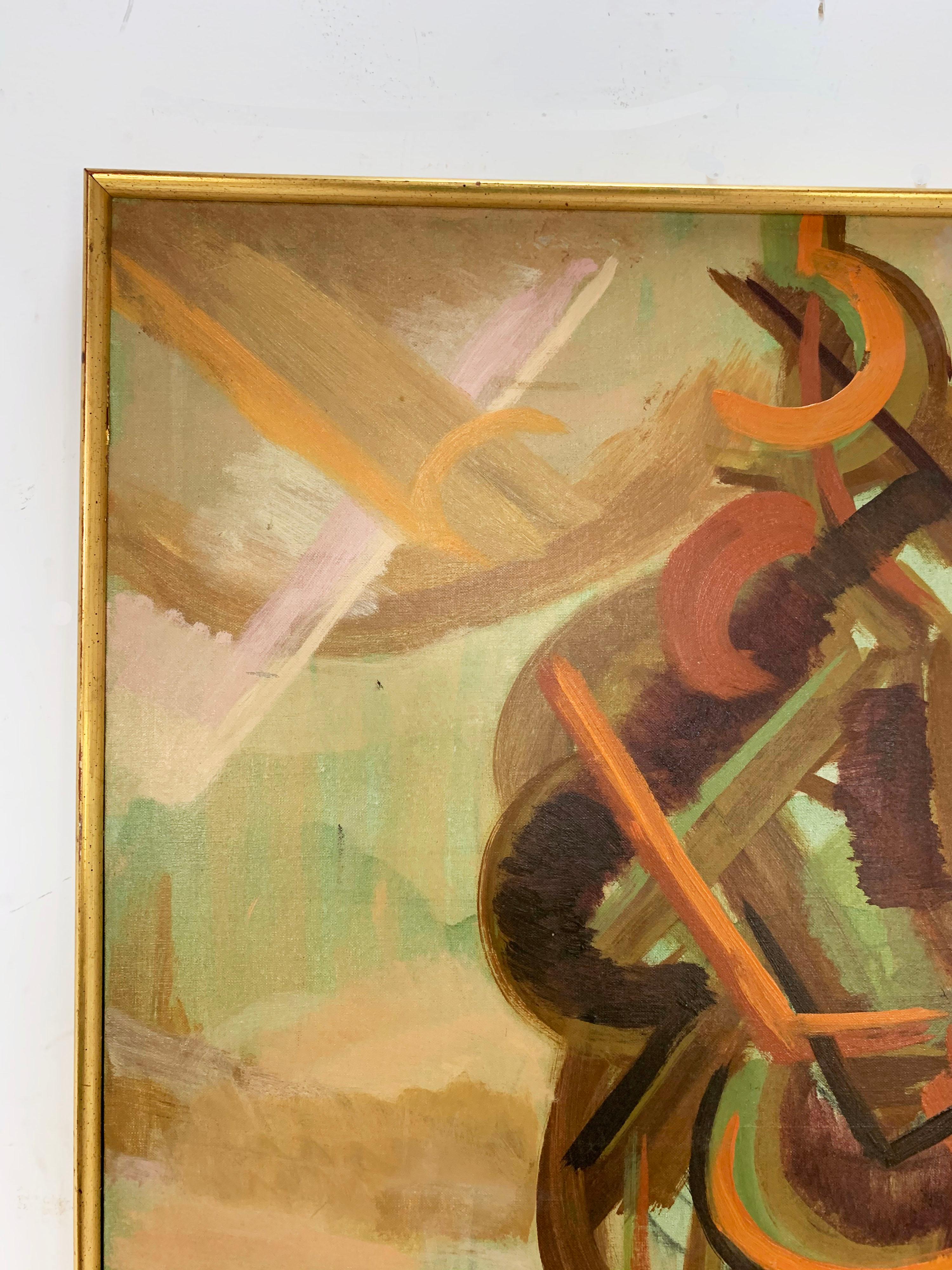 American Abstract Symbolist Midcentury Oil Painting by Harold Mesibov, circa 1950s