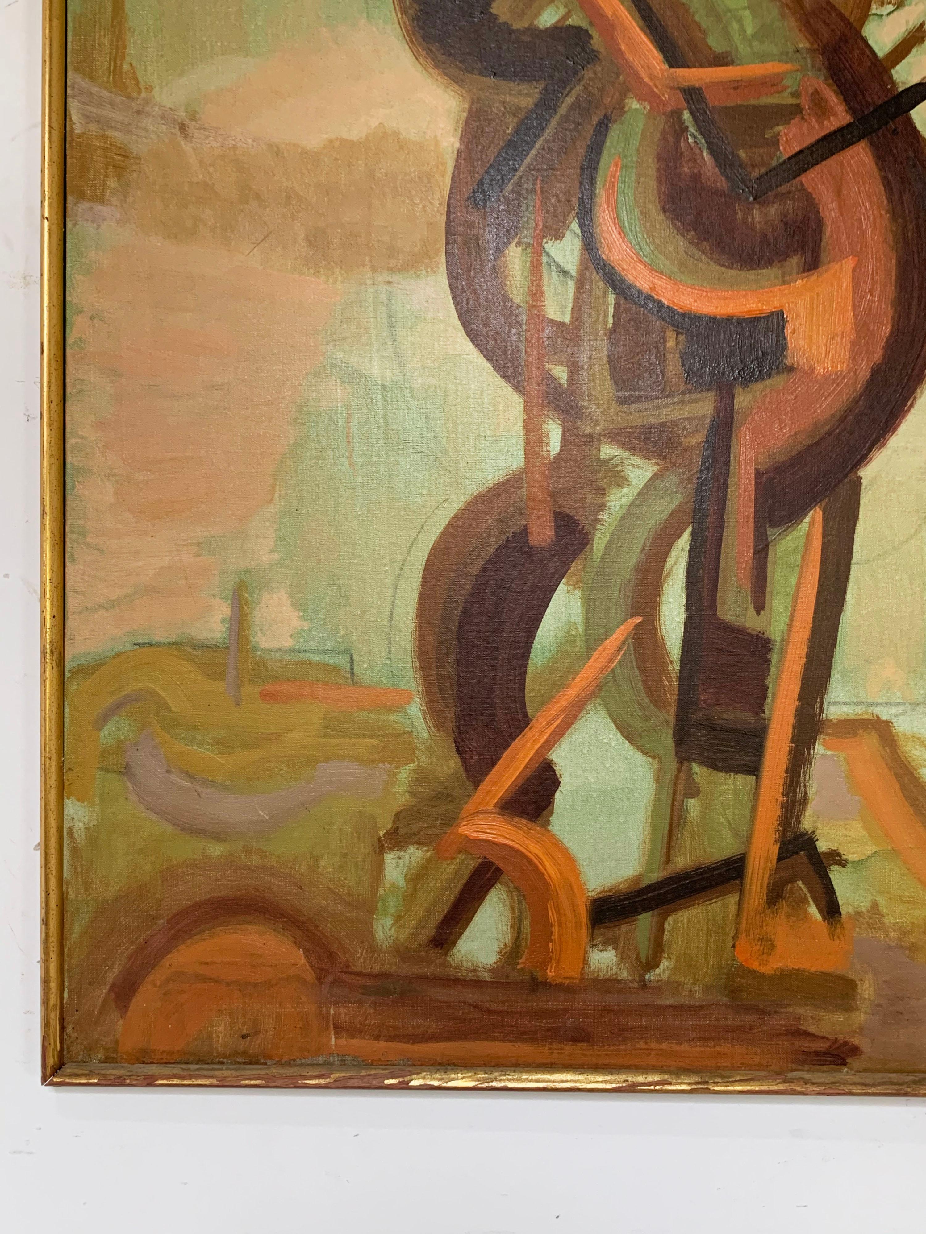 Abstract Symbolist Midcentury Oil Painting by Harold Mesibov, circa 1950s In Good Condition In Peabody, MA