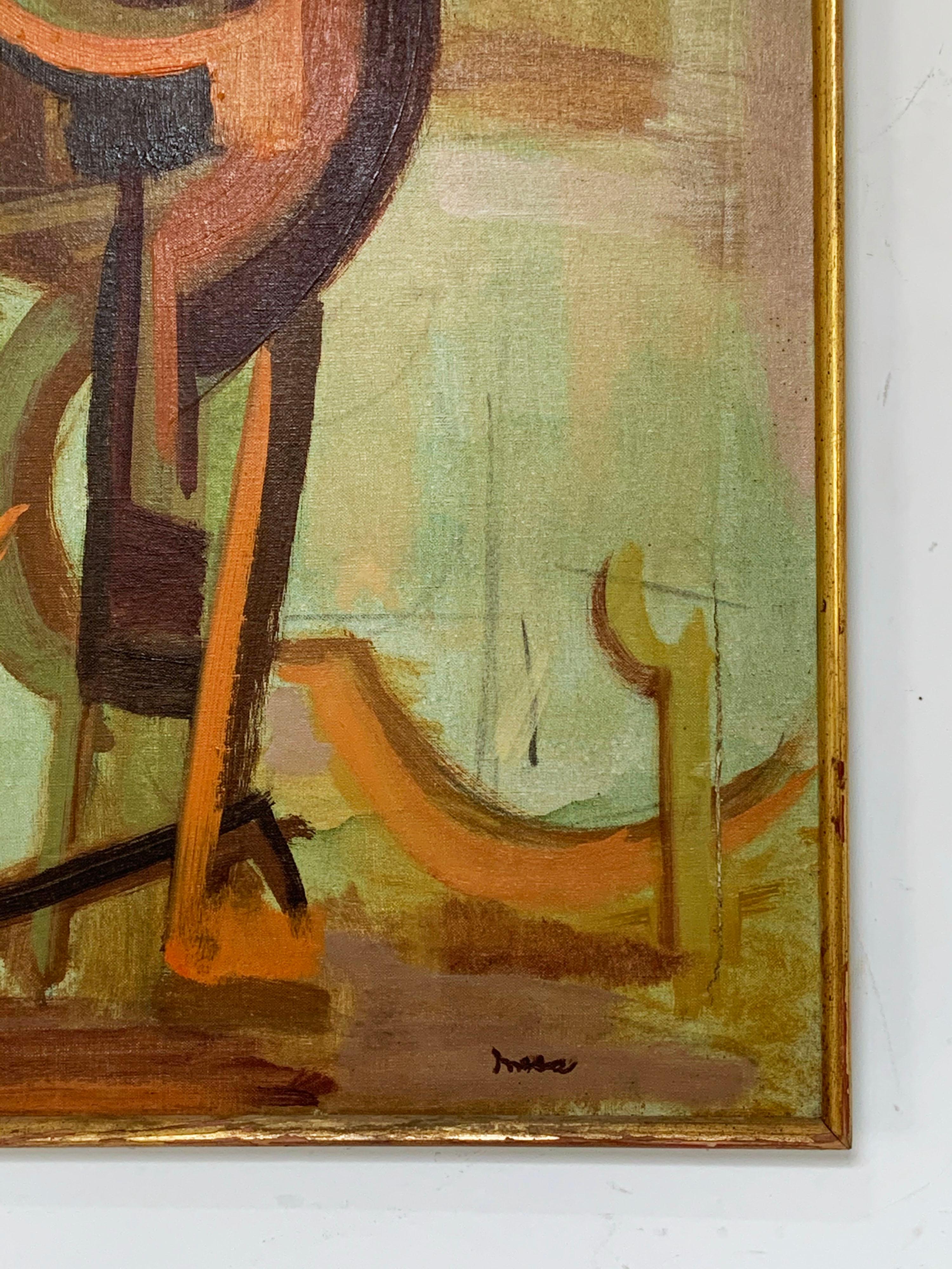 Mid-20th Century Abstract Symbolist Midcentury Oil Painting by Harold Mesibov, circa 1950s