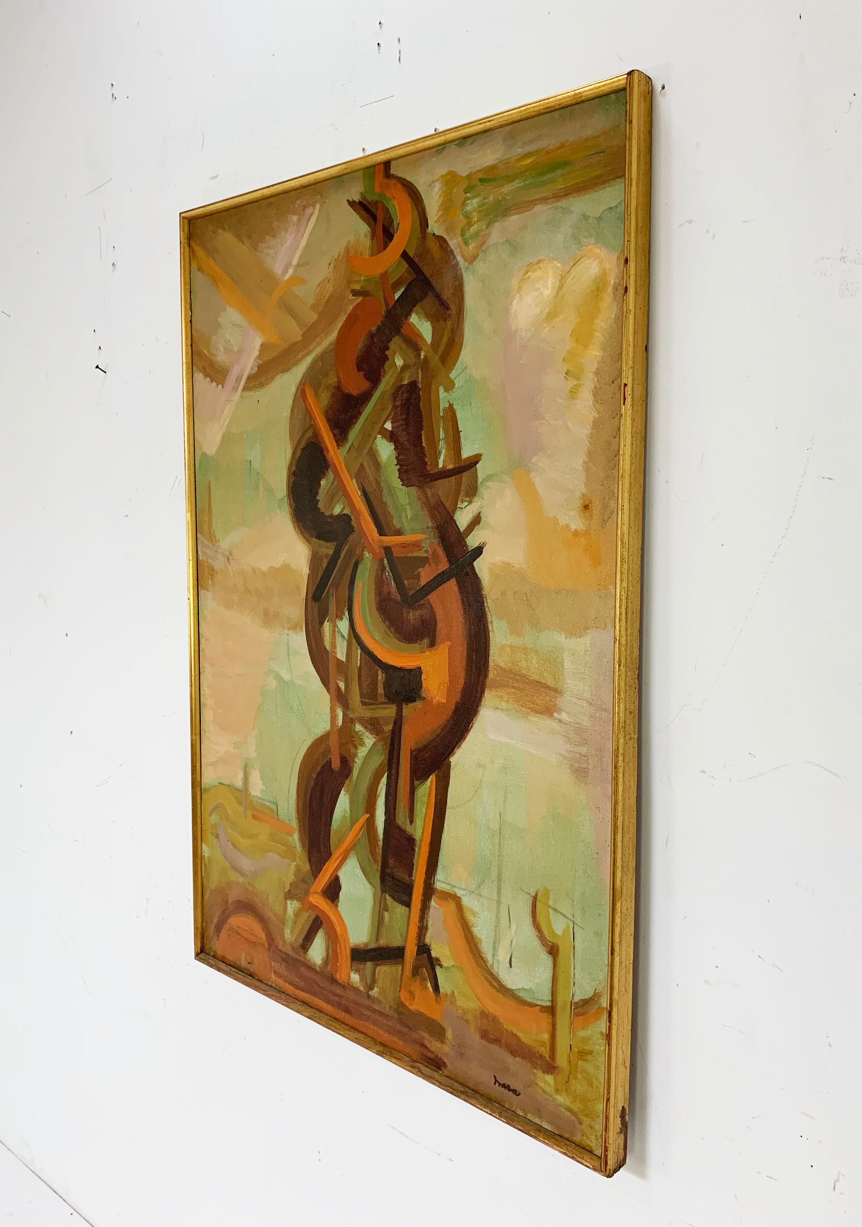 Abstract Symbolist Midcentury Oil Painting by Harold Mesibov, circa 1950s 1