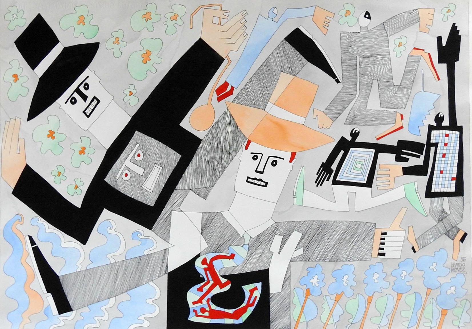 Figuras abstractas de tango de Benicio Núñez Pintura Moderno en venta