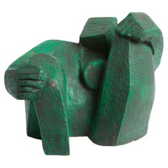Abstract terracotta sculpture, 1960s, unidentified monogram