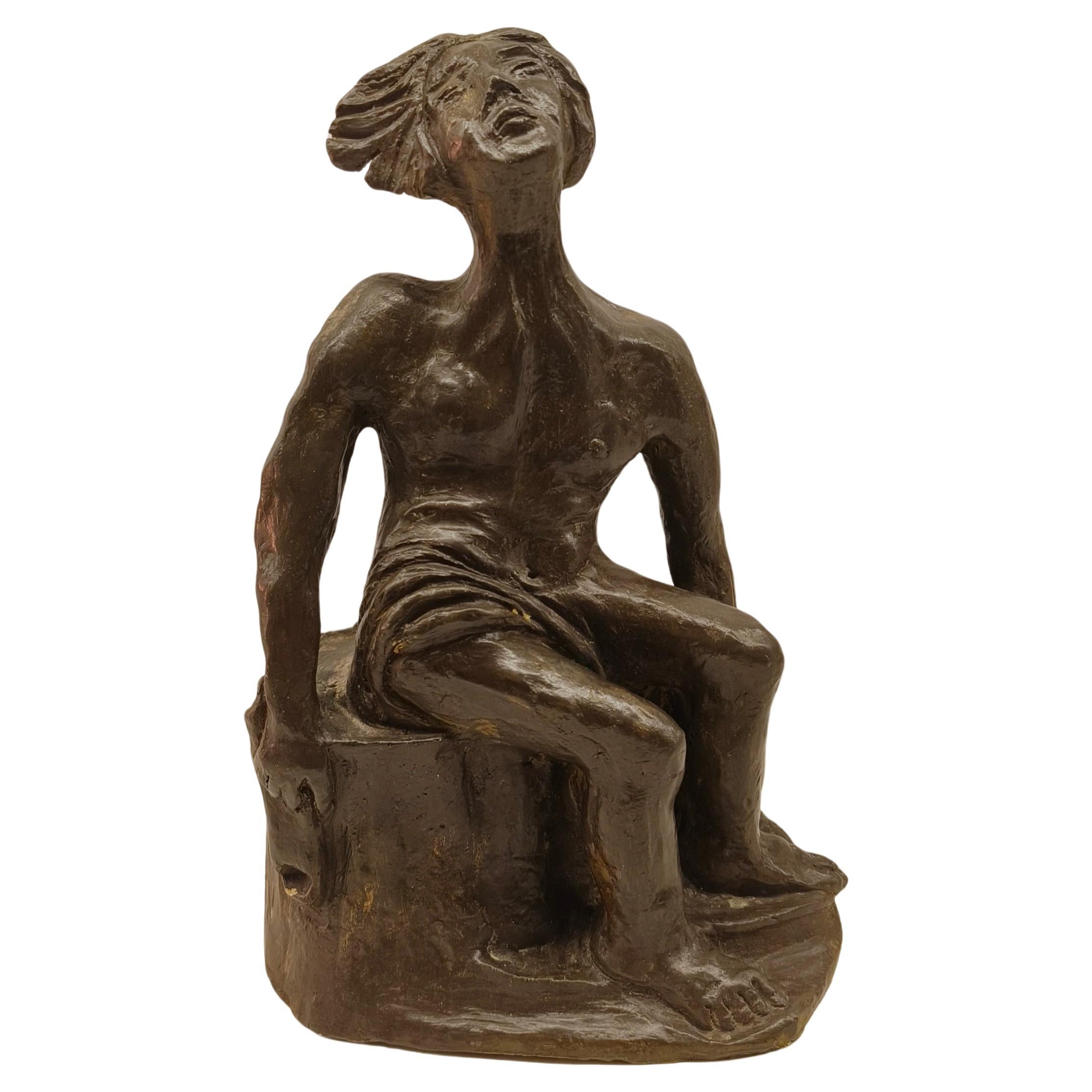 Escultura abstracta de terracota de Vassil Ivanof - firmada - Años 60