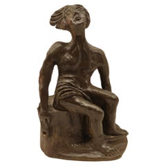 Sculpture abstraite en terre cuite de Vassil Ivanof - signée - années 1960