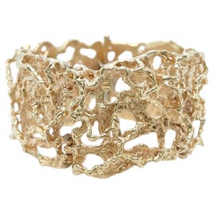 Abstract Textured Gold Openwork Bracelet