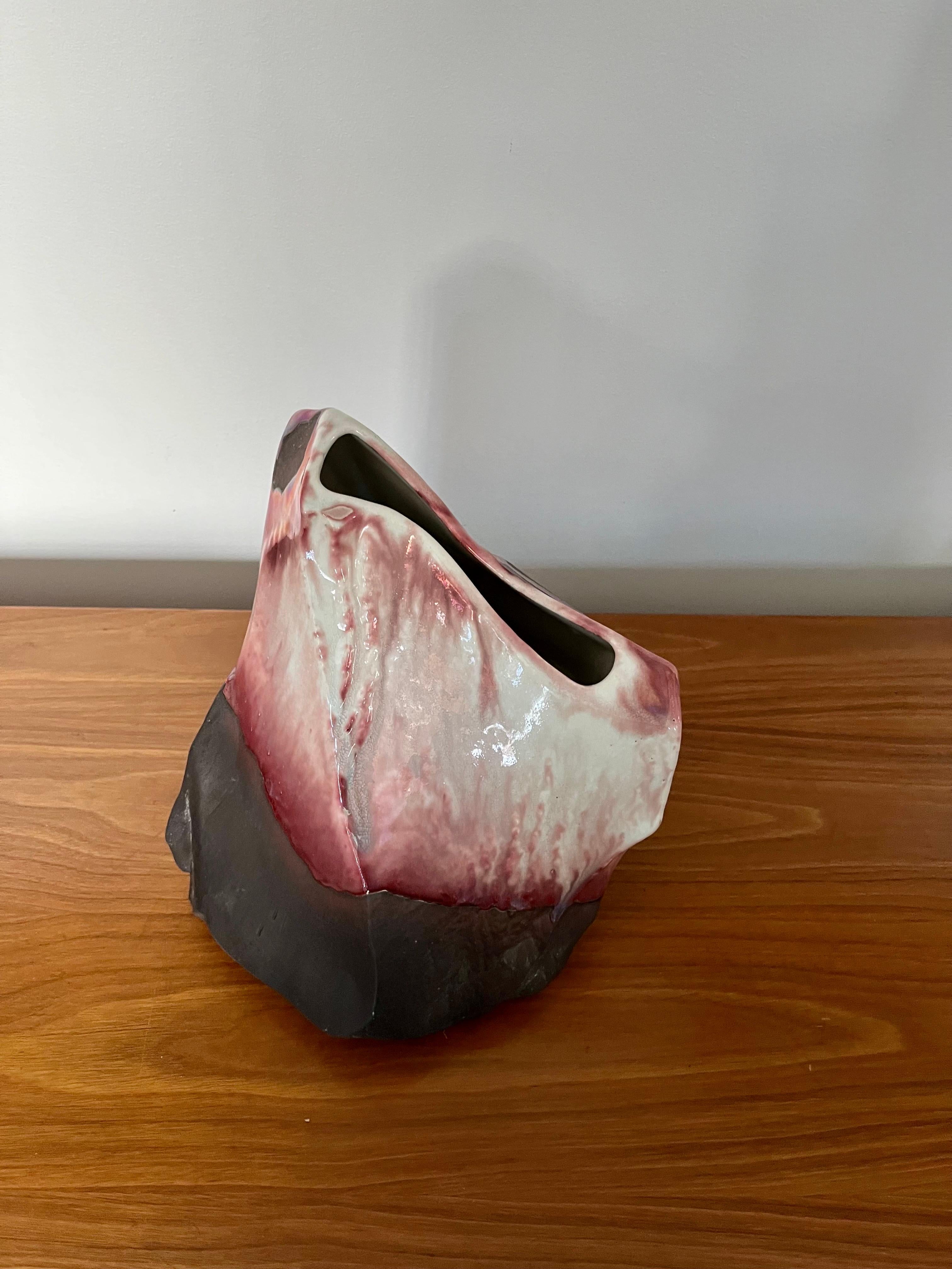 Modern Abstract Tony Evans Raku Pottery Vase For Sale