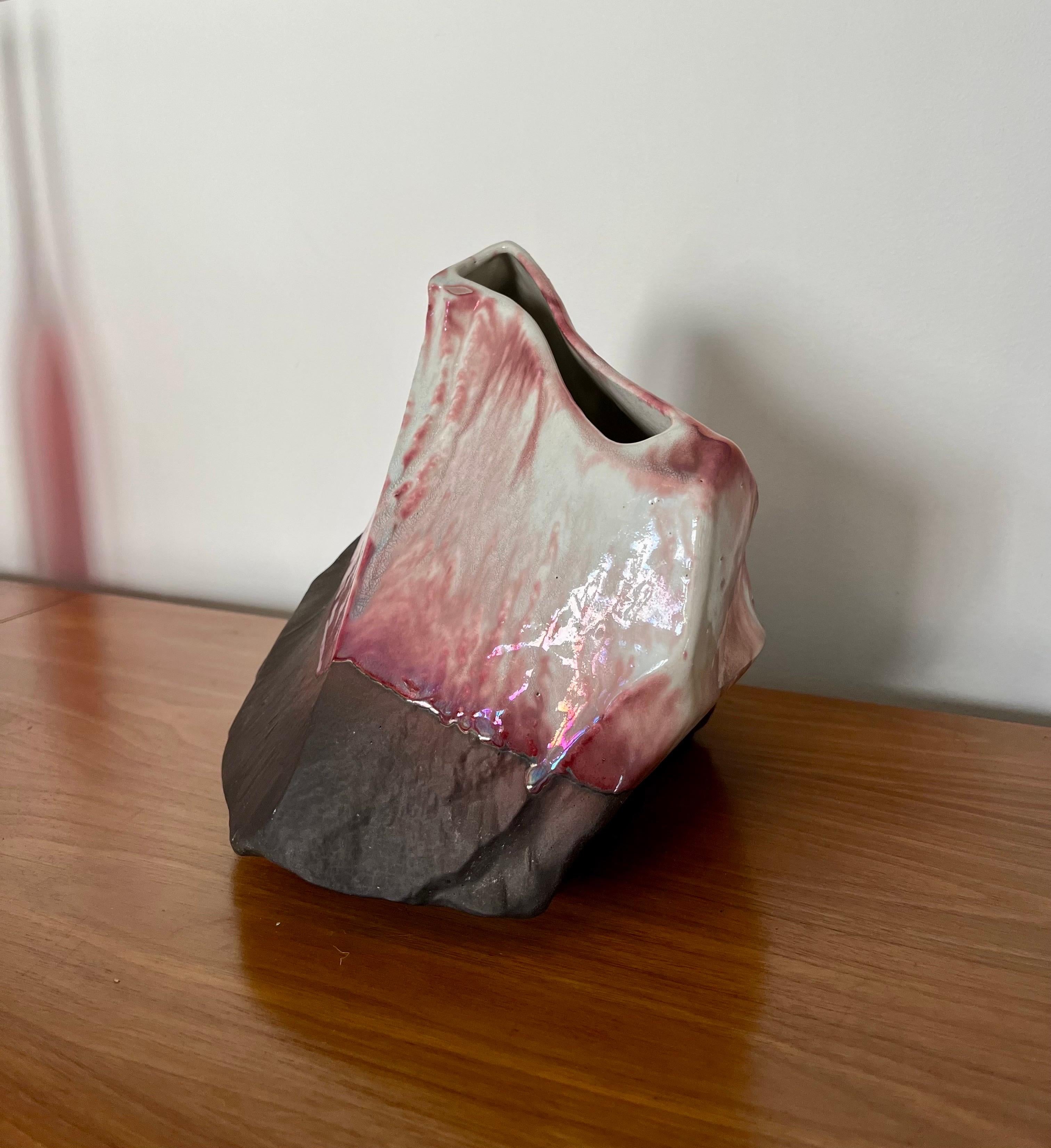 20ième siècle Vase en poterie abstraite Tony Evans Raku en vente