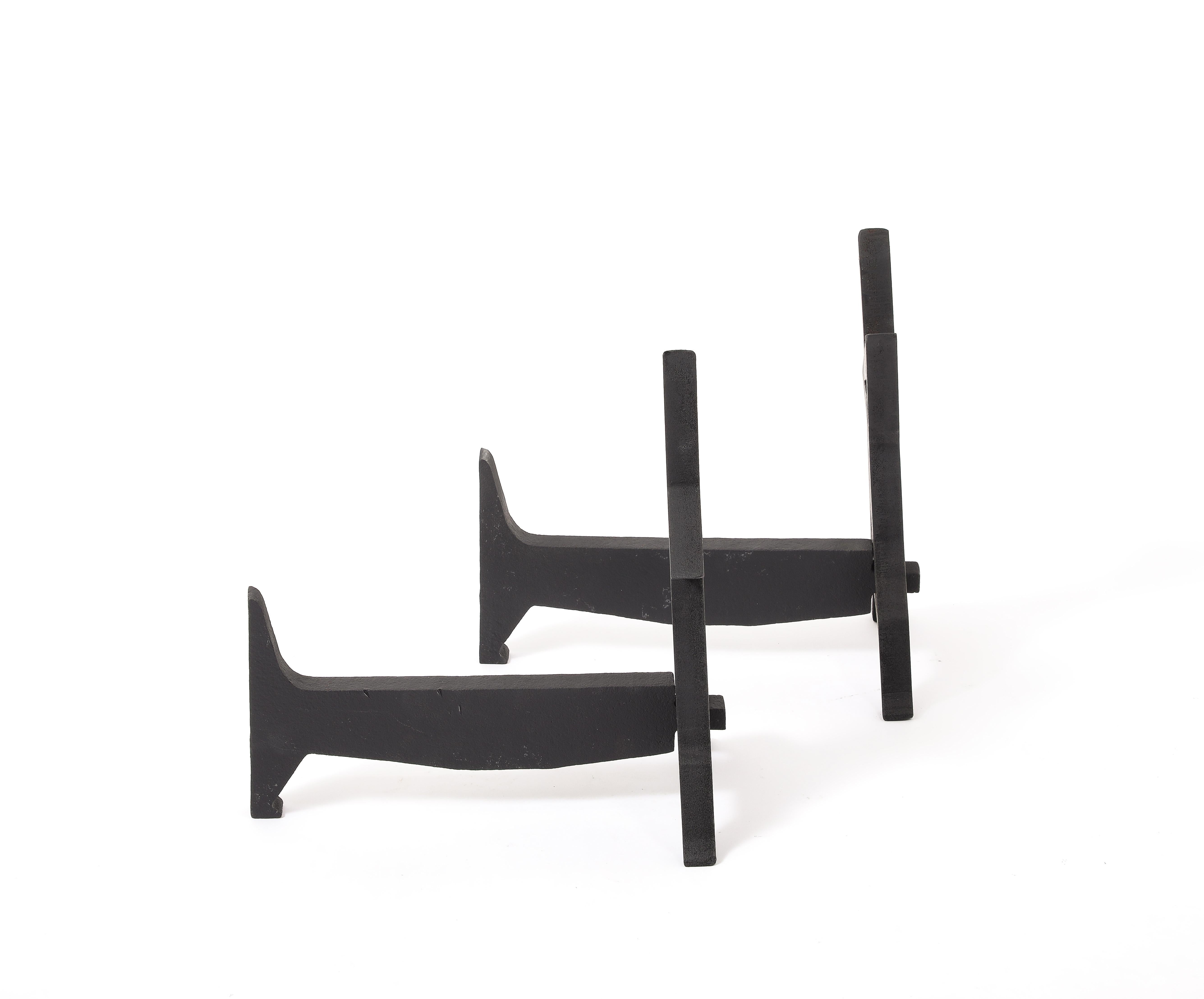 20th Century Abstract Torch Cut Andirons, , France 1960's For Sale