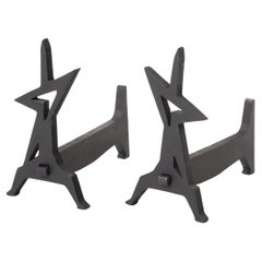 Abstract Torch Cut Andirons, , France 1960's