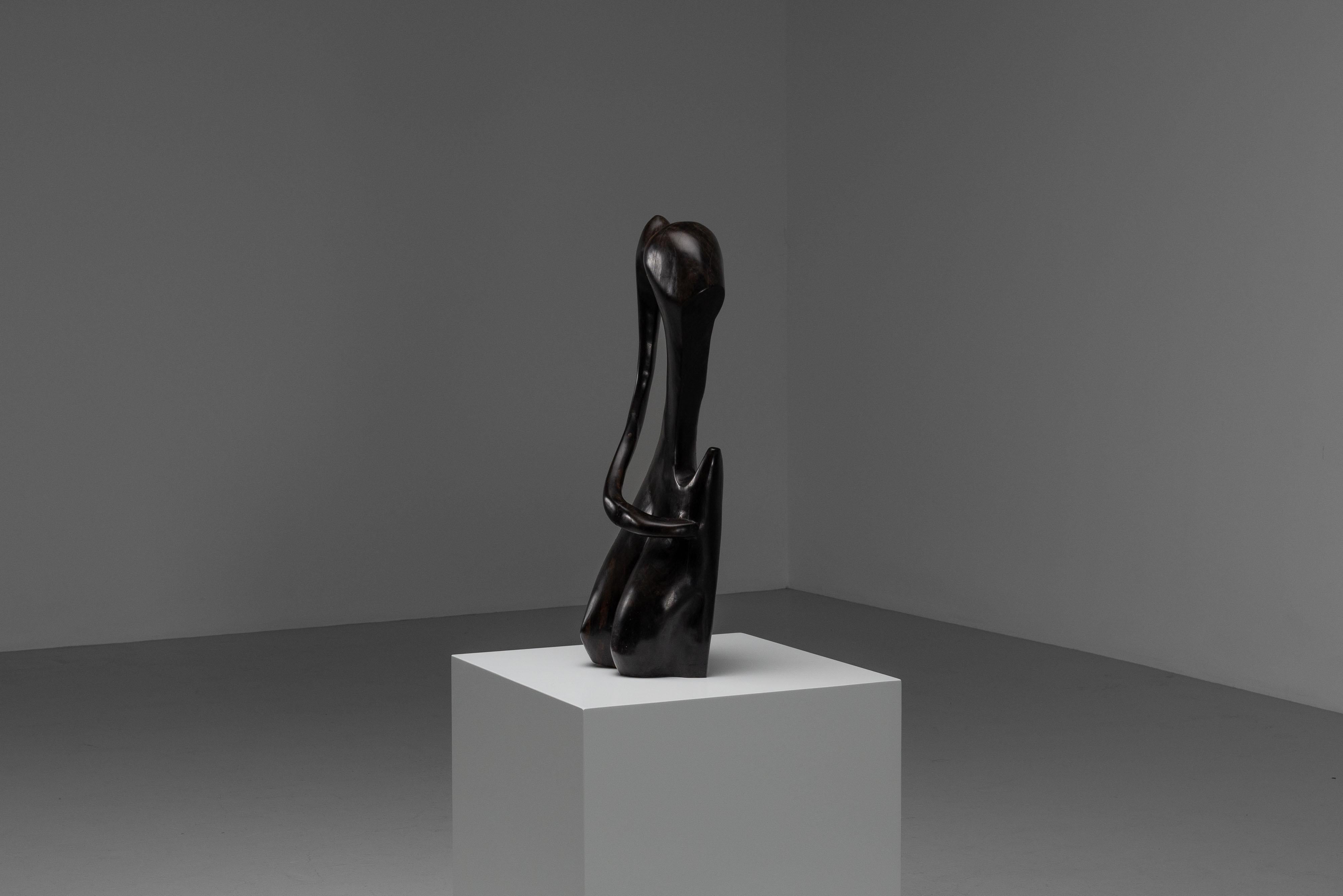 Abstract torso sculpture in hardwood Netherlands 1960 For Sale 6