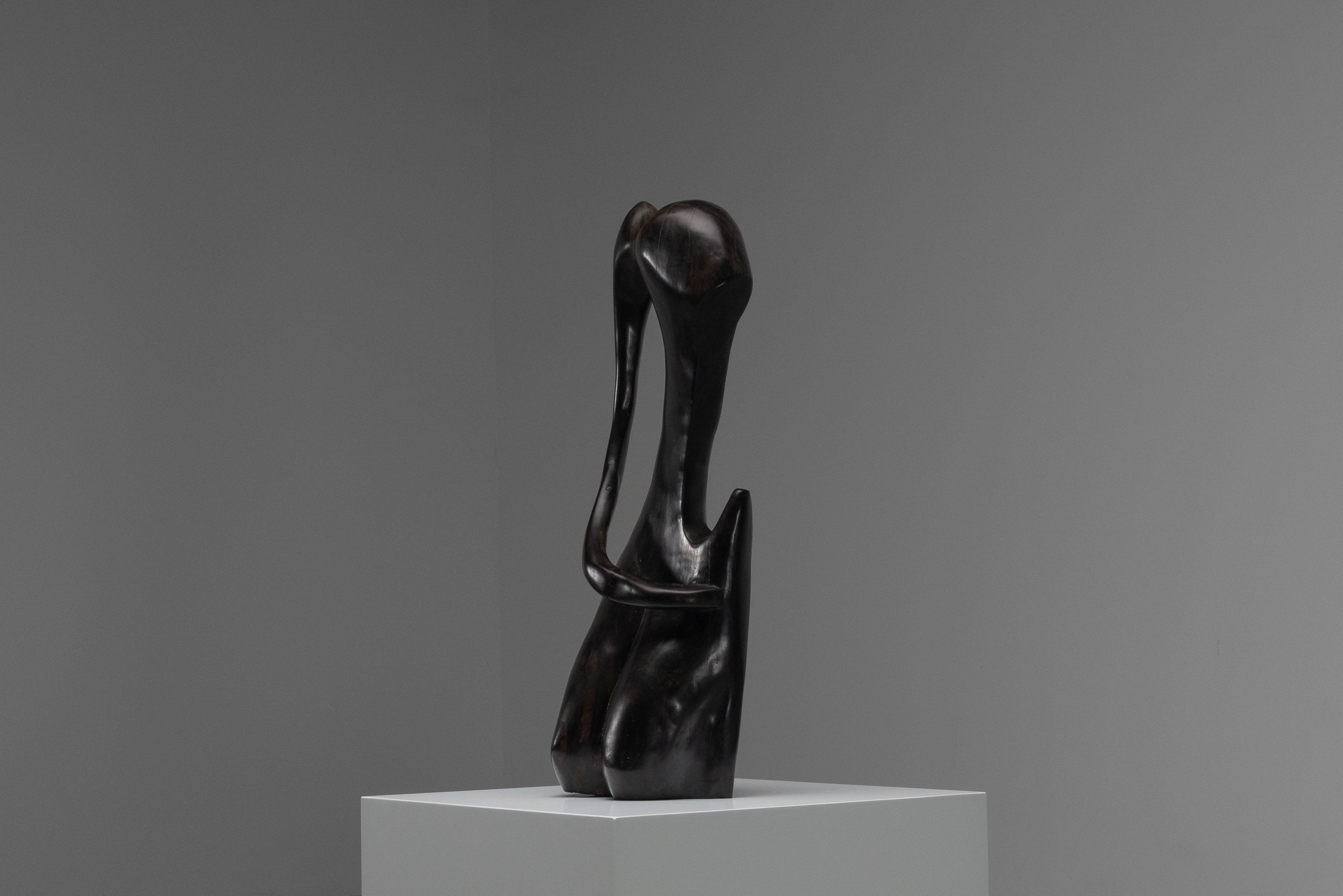 Abstract torso sculpture in hardwood Netherlands 1960 For Sale 7