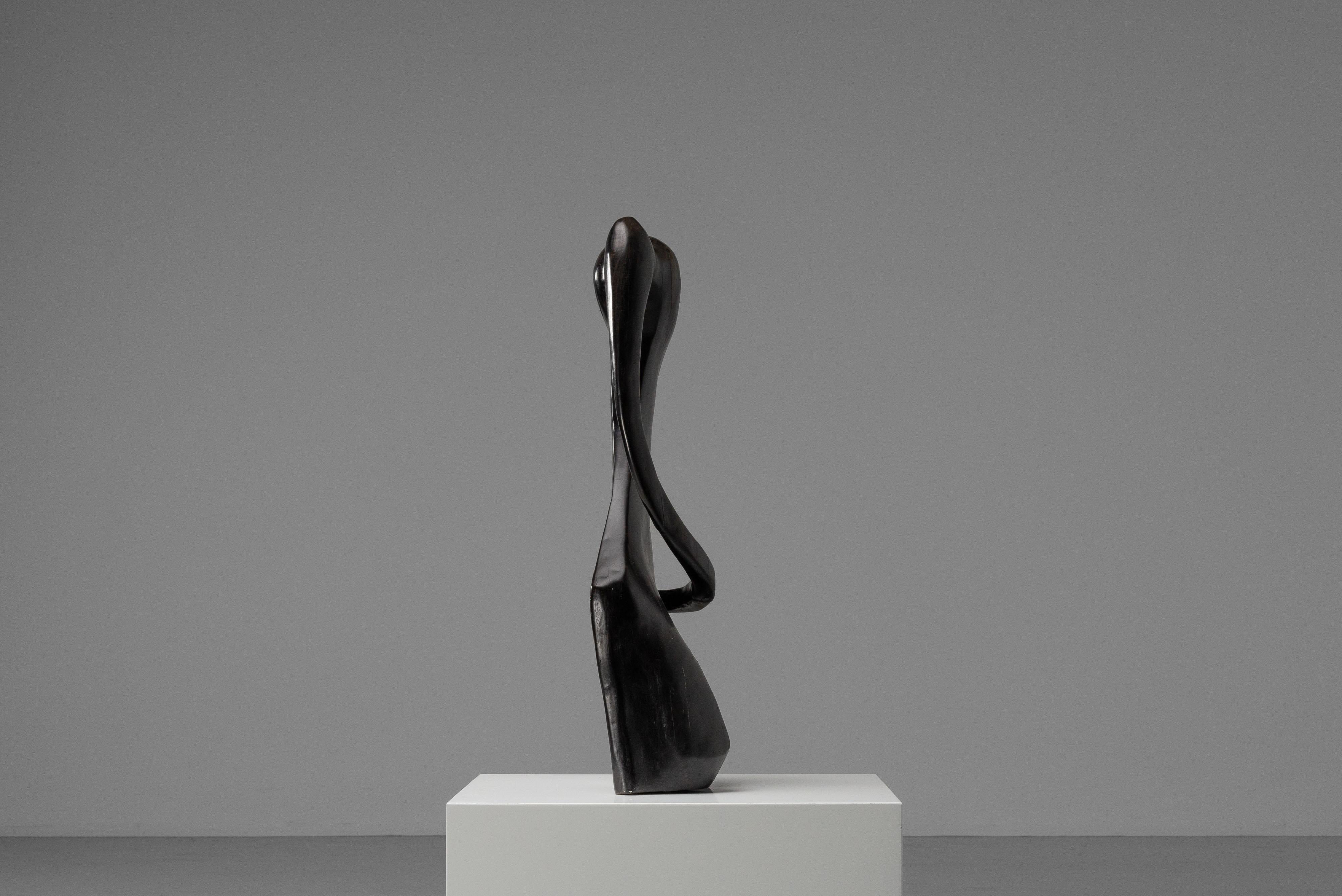 Abstract torso sculpture in hardwood Netherlands 1960 For Sale 1