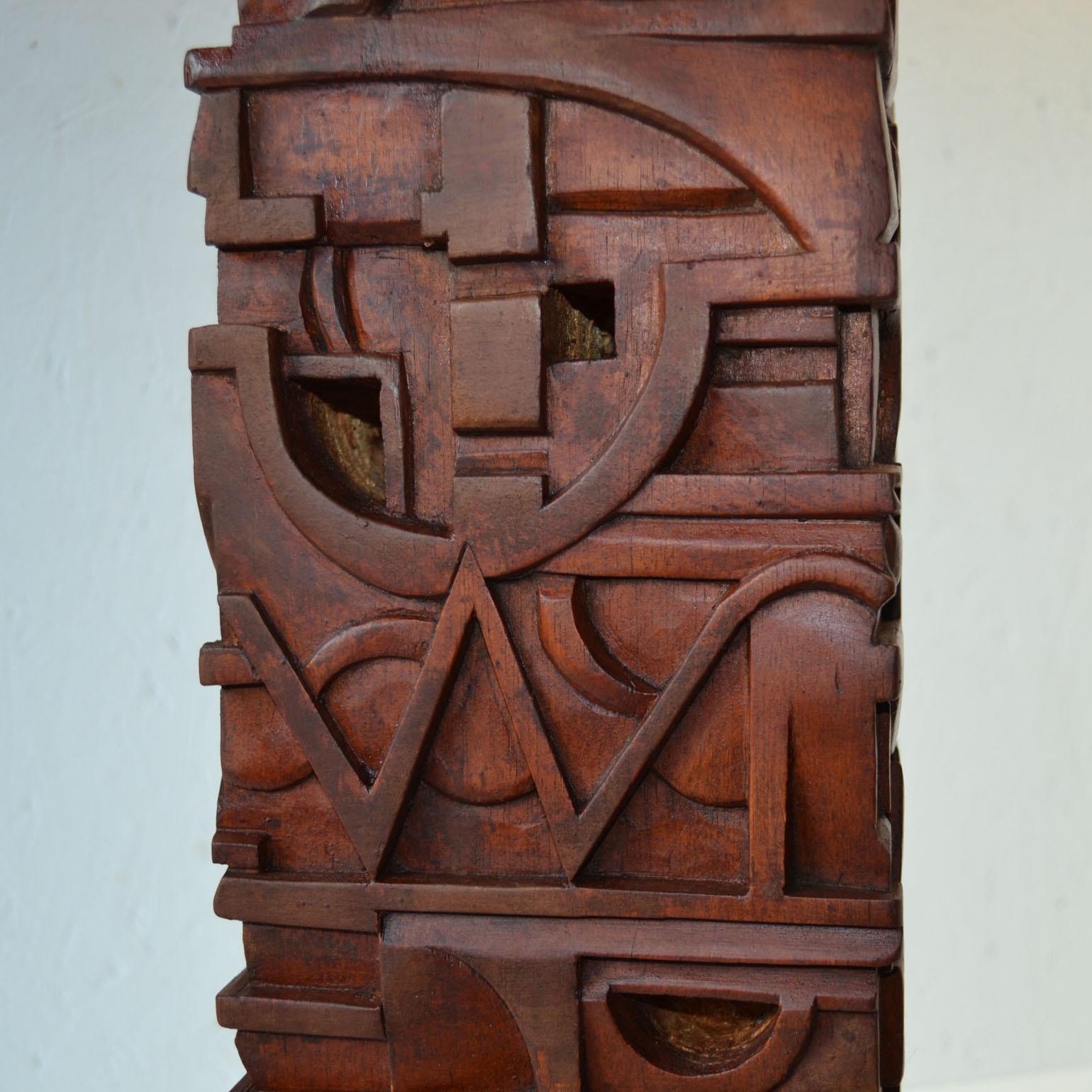 Abstract Totem Sculpture Carved in Wood 5
