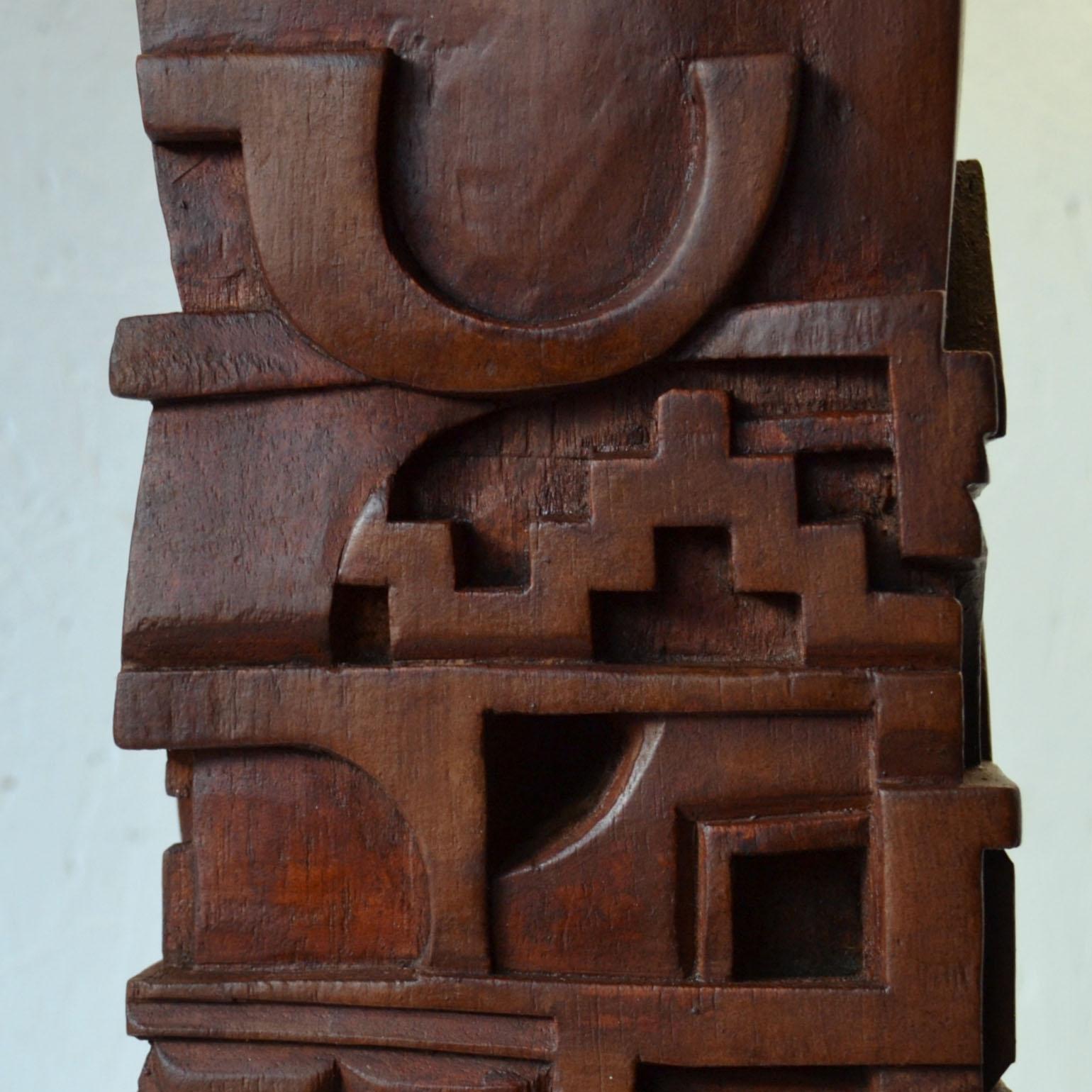 Abstract Totem Sculpture Carved in Wood 1