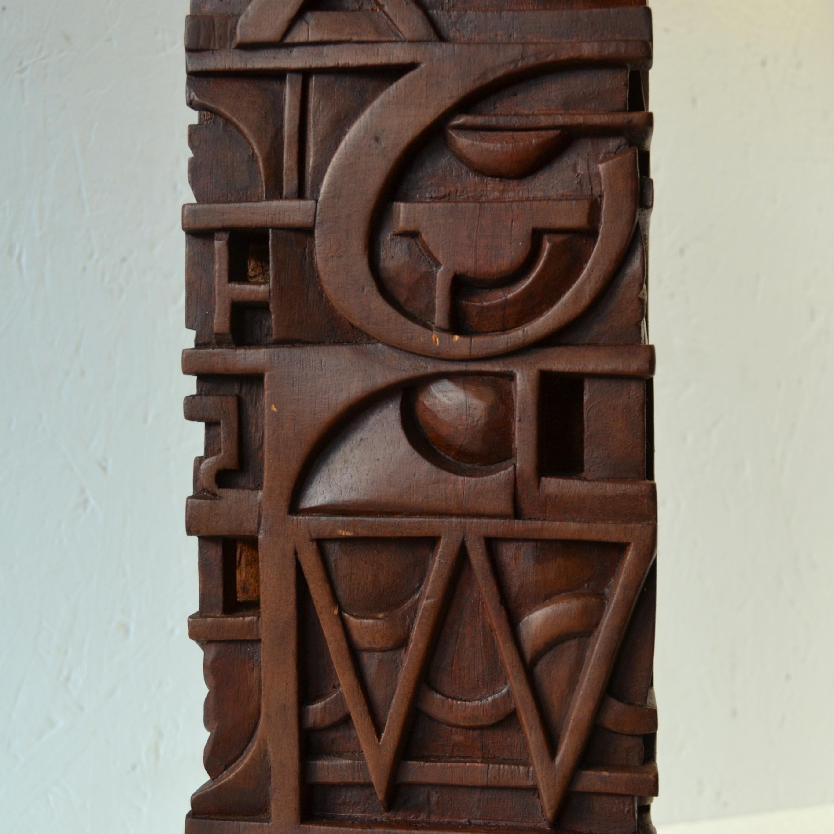 Abstract Totem Sculpture Carved in Wood 2