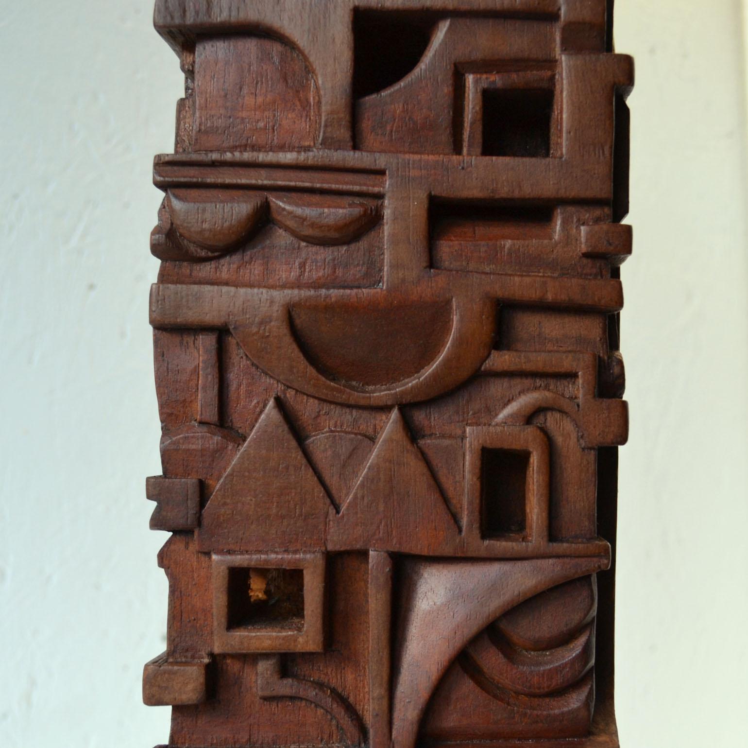 Abstract Totem Sculpture Carved in Wood 3