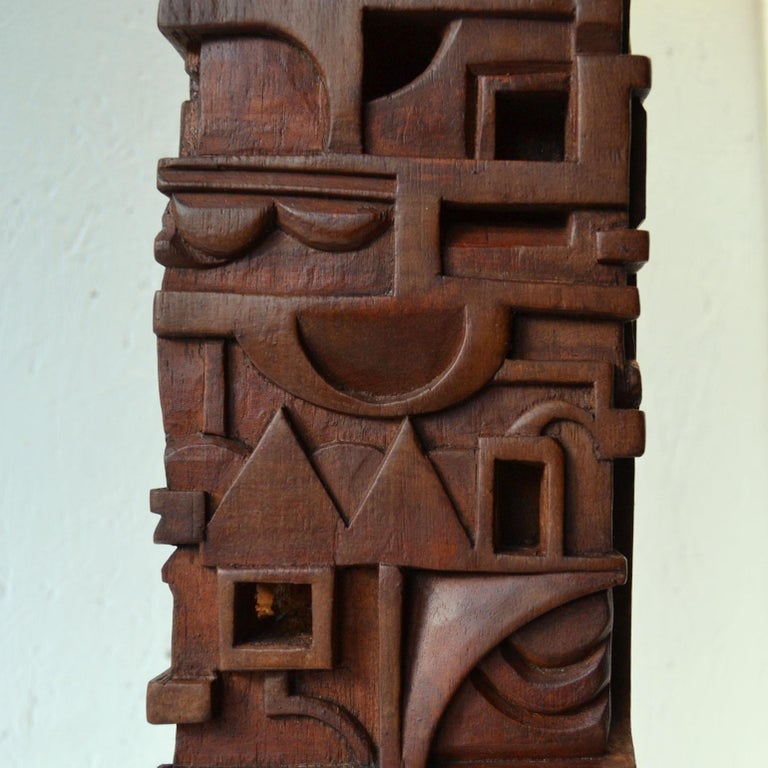 Abstract Totem Sculpture Carved in Wood at 1stDibs