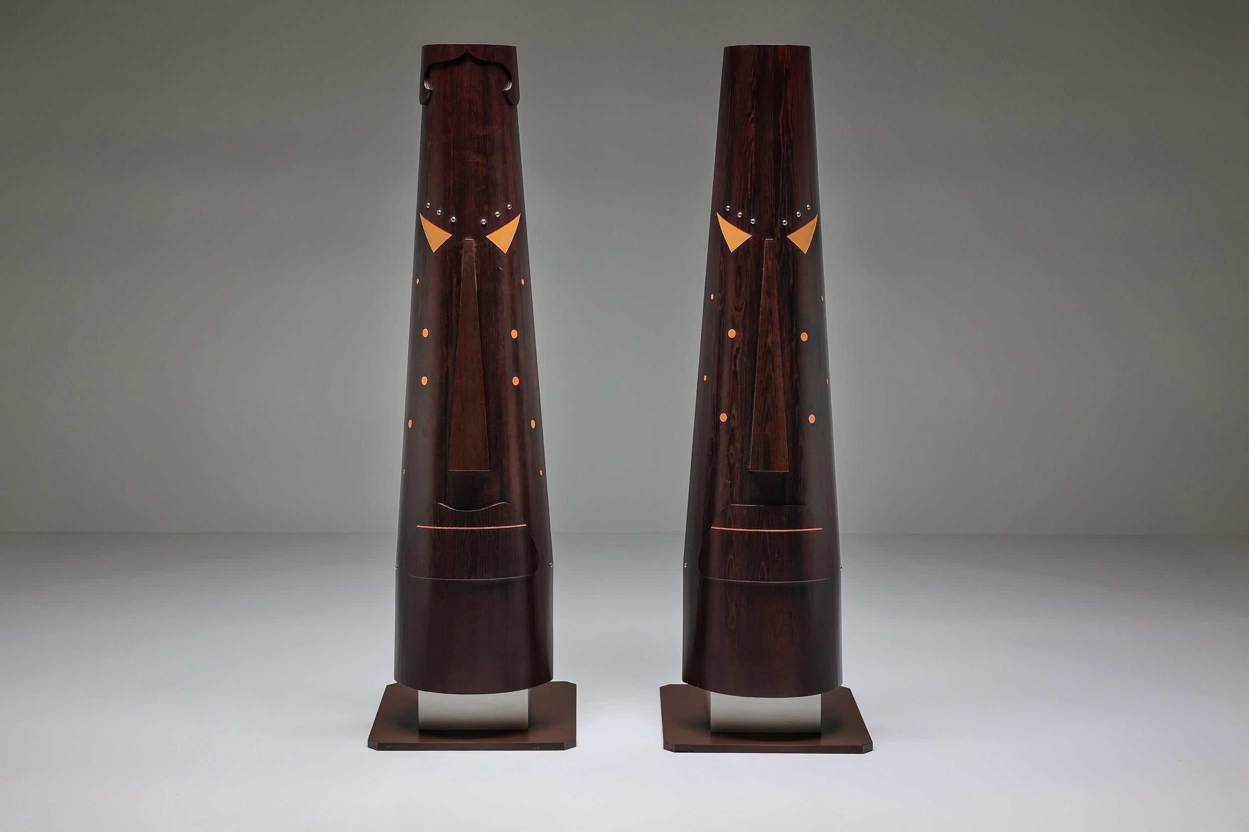 Mid-Century Modern Abstract TOTEM Sculptures by Bianca Garinei Made in Florence, Italy, 1970's For Sale