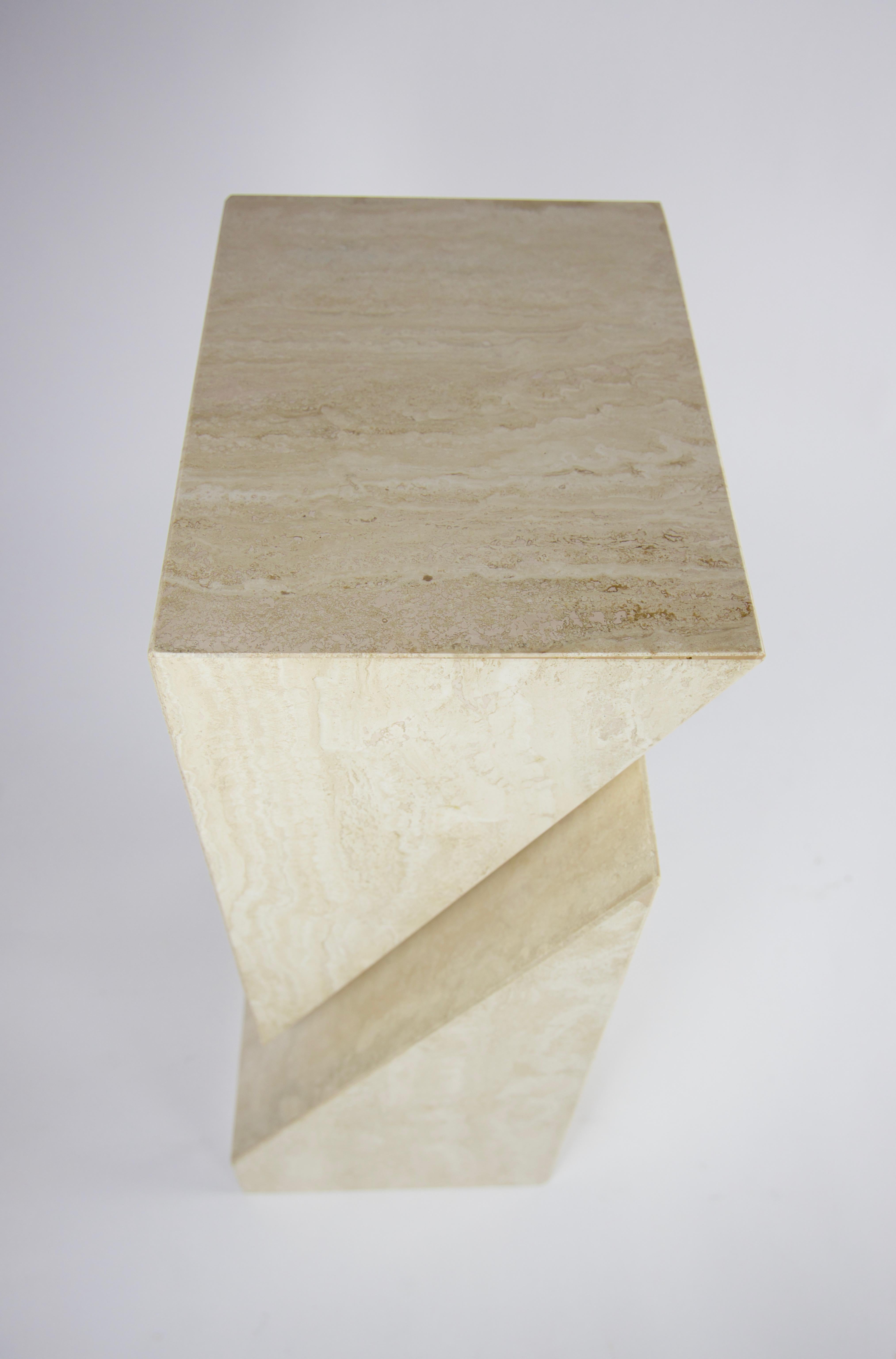 Modern Abstract Travertine Table Base or Pedestal Attributed to Up&Up