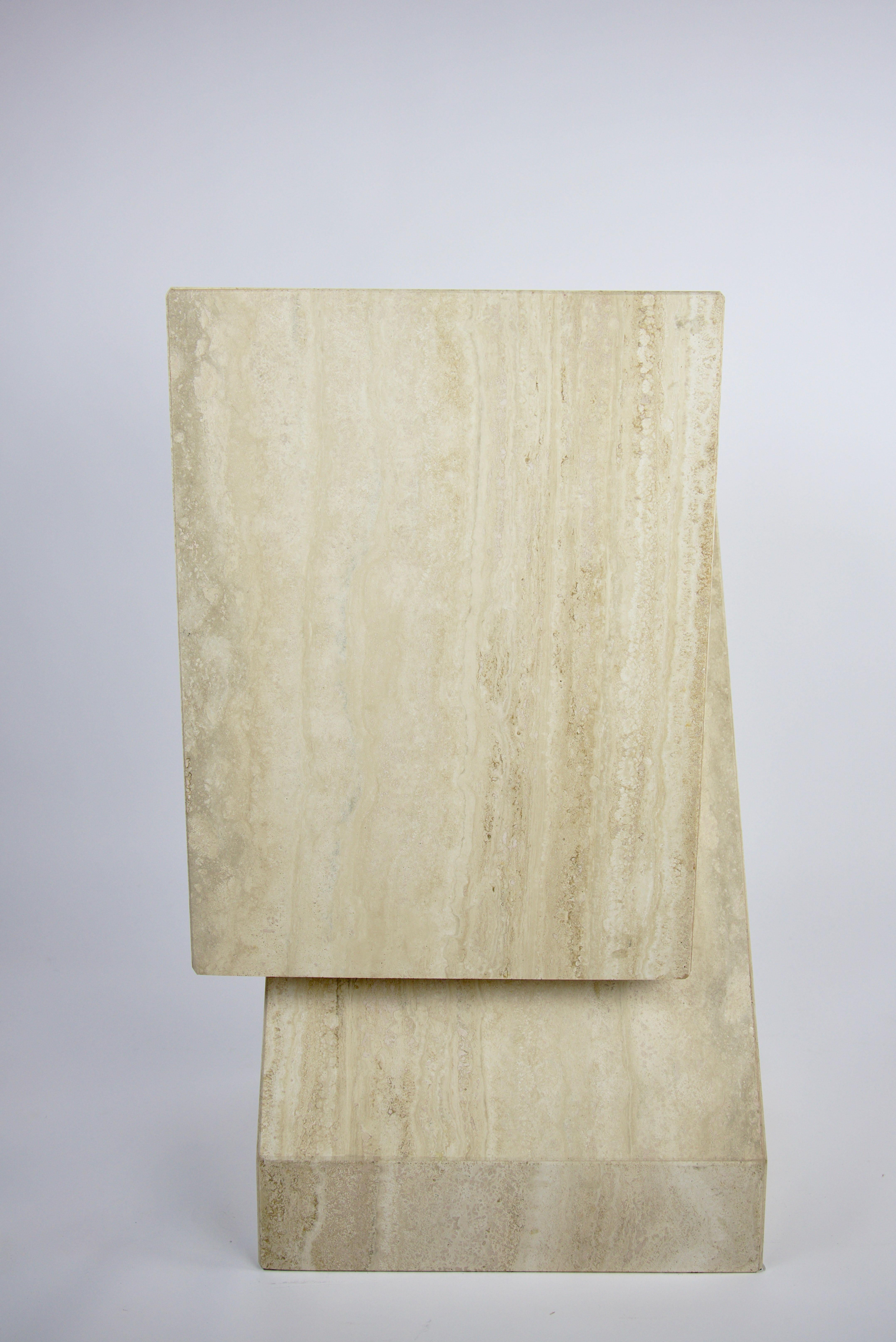 Italian Abstract Travertine Table Base or Pedestal Attributed to Up&Up