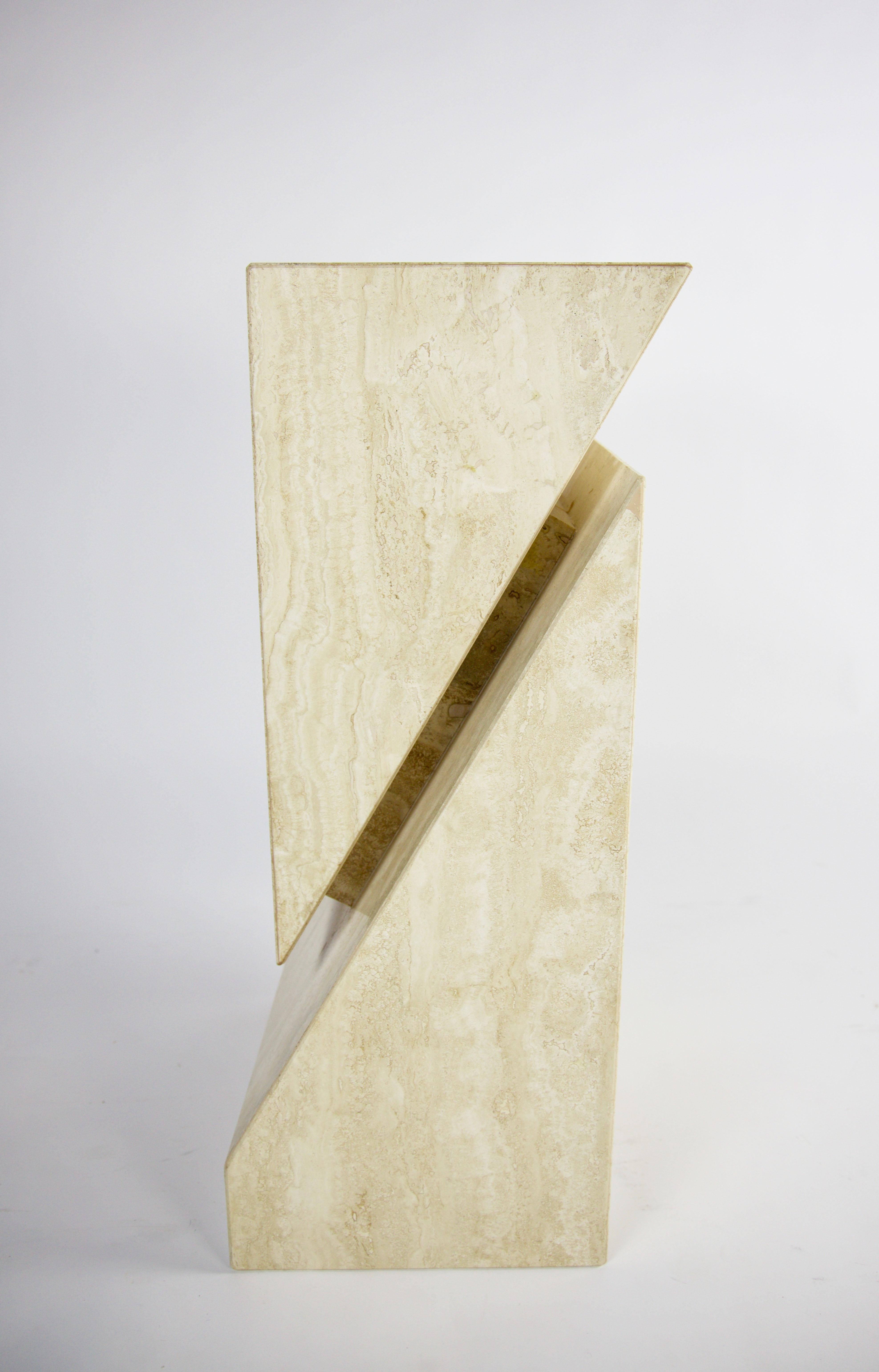 Abstract Travertine Table Base or Pedestal Attributed to Up&Up In Good Condition In Los Angeles, CA
