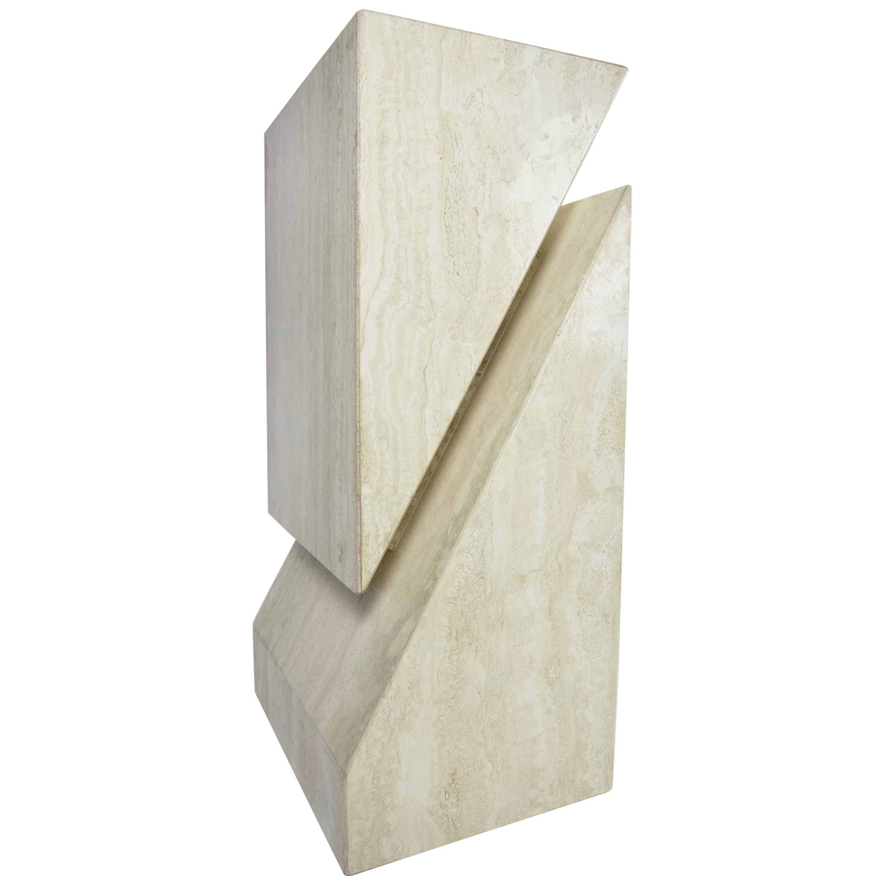 Abstract Travertine Table Base or Pedestal Attributed to Up&Up