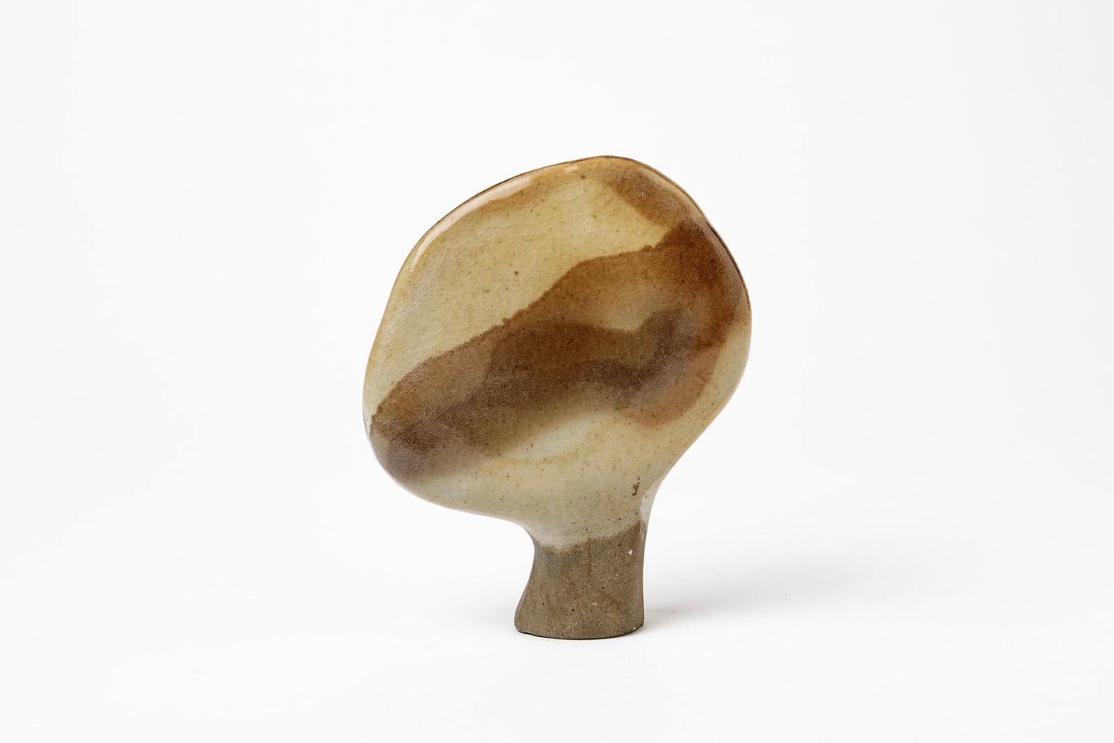 Mid-Century Modern Abstract Tree Brown Ceramic Freeform circa 1970 Stoneware Pottery La Borne For Sale