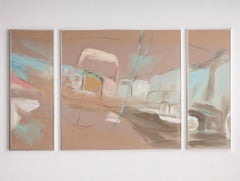 Abstract Triptych Painting, Framed, Set of 3