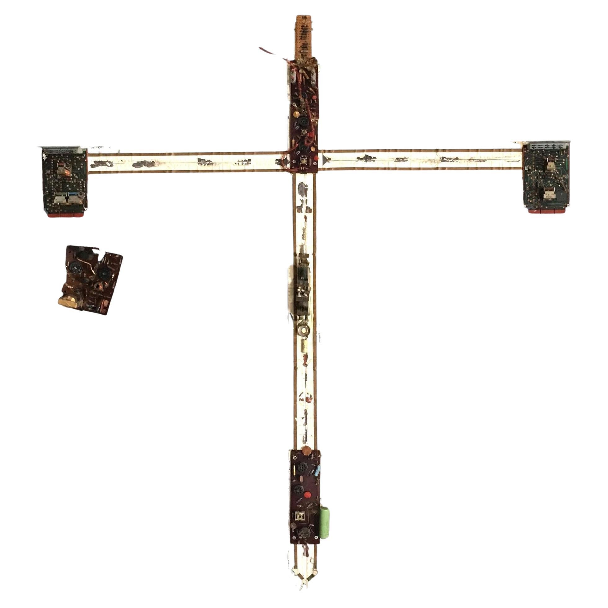 Abstract "Tronic Cross" Artography Large Mixed-Media Sculpture by Pasqual Bettio For Sale