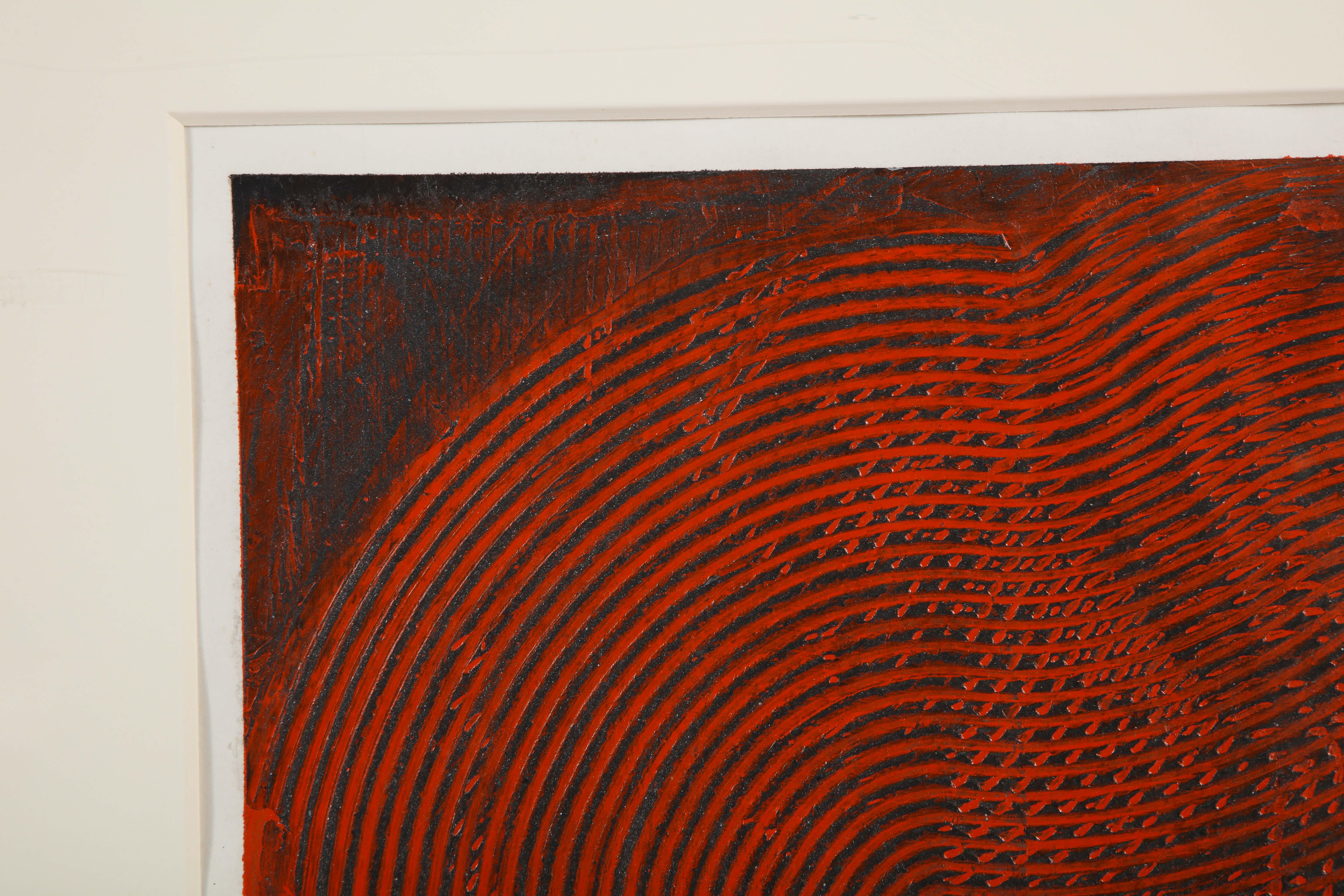 American Abstract Trowel Painting in Red by Duayne Hatchett, USA 1990s