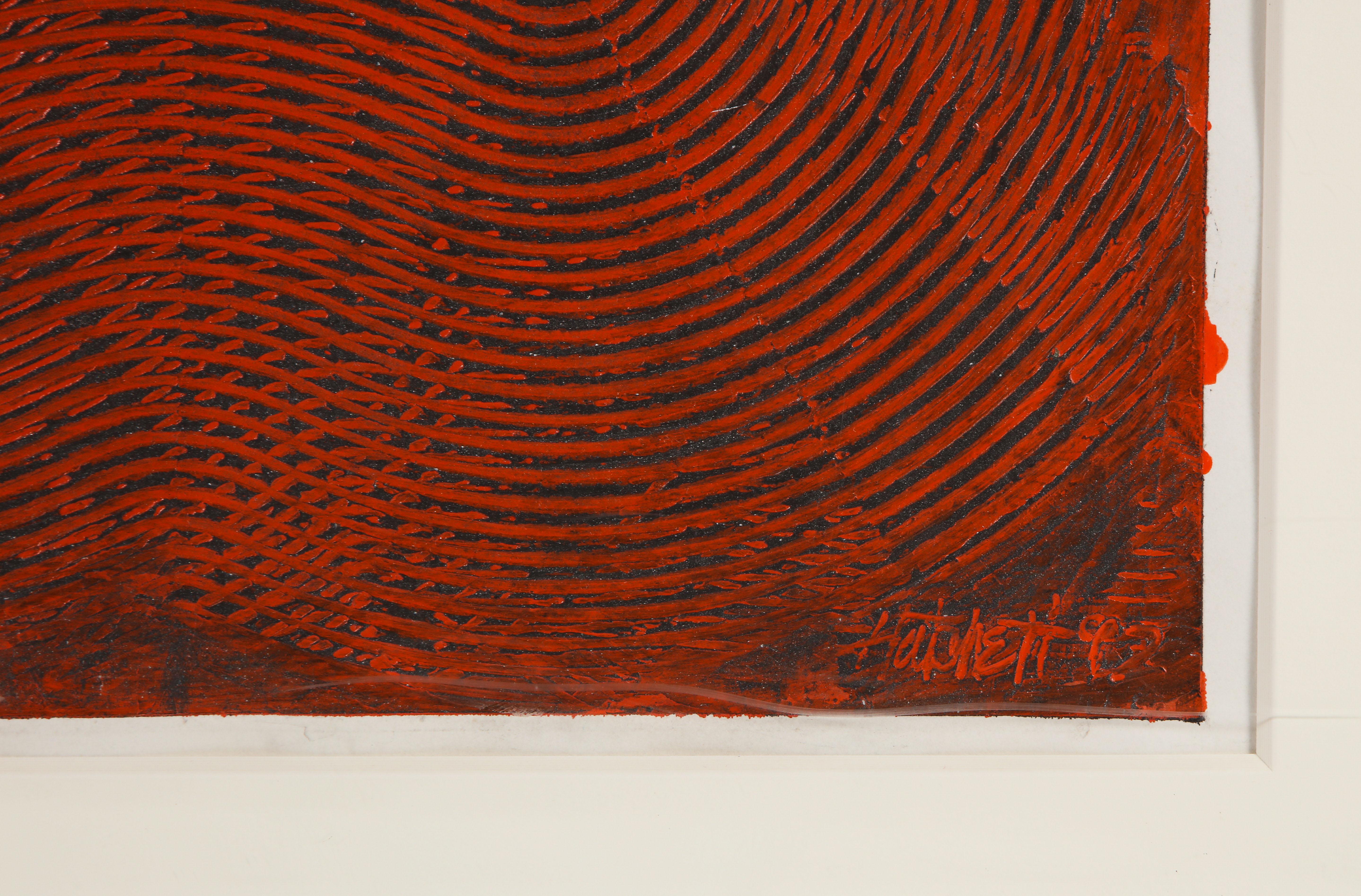 Paper Abstract Trowel Painting in Red by Duayne Hatchett, USA 1990s