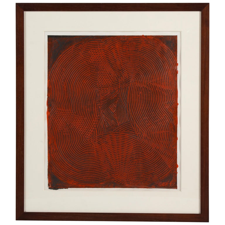 Abstract Trowel Painting in Red by Duayne Hatchett, USA 1990s at 1stDibs
