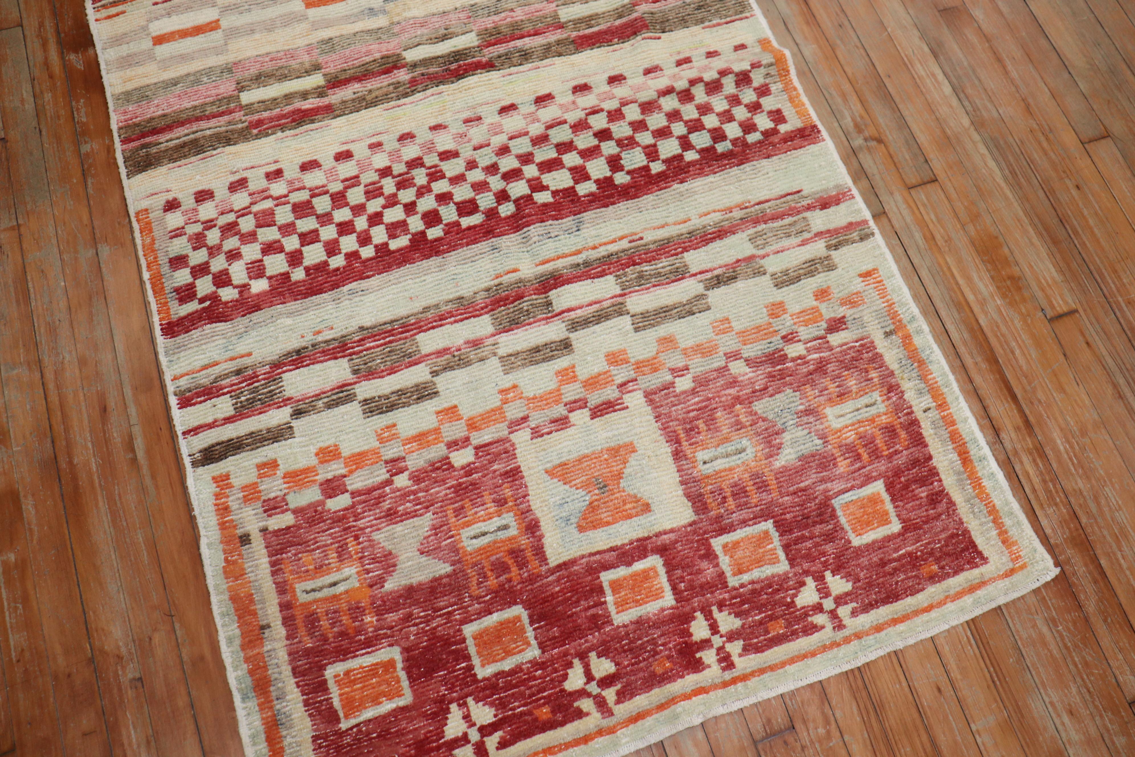 Hand-Woven Abstract Turkish Anatolian 20th Century Rug For Sale