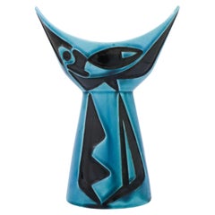 Abstract Turquoise Vase, Carl-Harry Stålhane, Rörstrand, Mid-Century Vintage