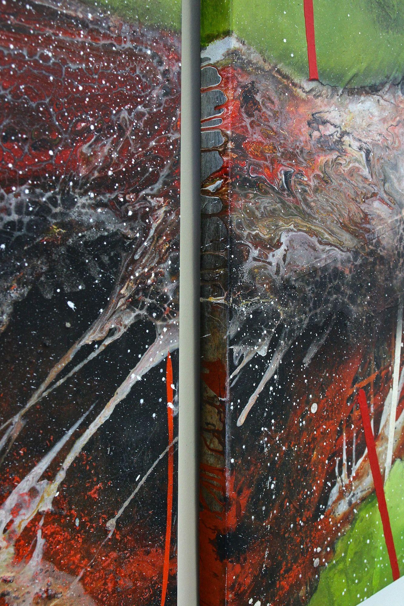 Abstraktes zweiteiliges Gemälde „The Alli-Gate“, Acryl auf Leinwand von MS, AT 2021 im Angebot 6