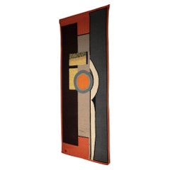 Abstrakter vertikaler, handgenähter, geometrischer Wandteppich von Enrico Accatino, Italien, 1960er Jahre