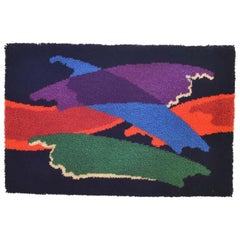 Abstrakter, lebendiger Wandteppich, handgeknüpfte Wolle, 1960er Jahre, ausgezeichnet