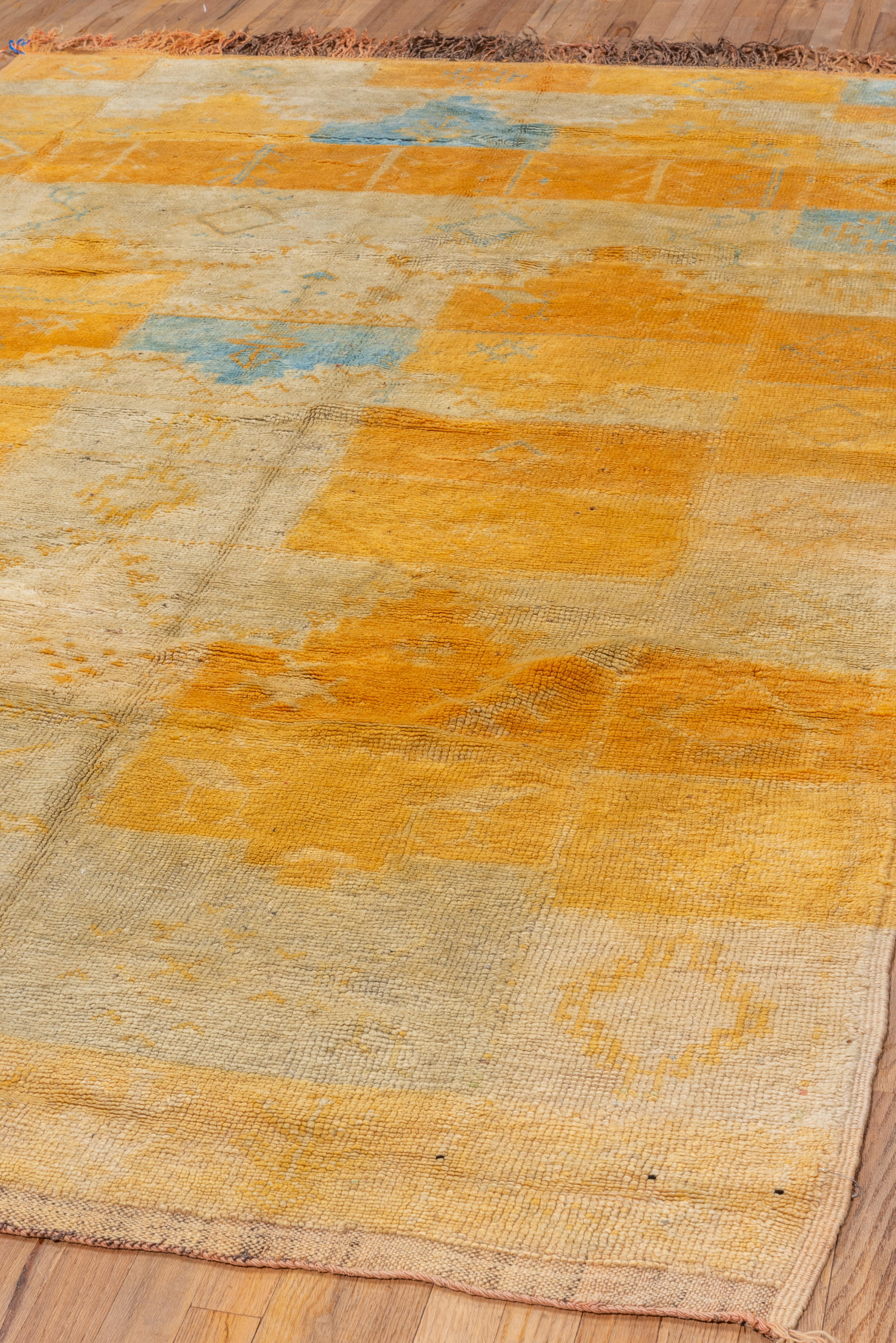 Abstract Vintage 1970s Hues Moroccan Rug For Sale 2