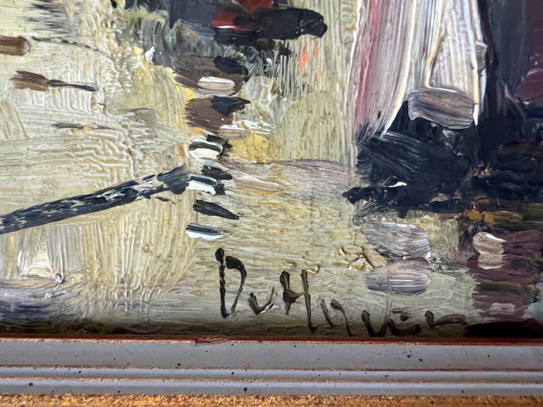 Abstract Vintage Oil Painting on Wood For Sale at 1stDibs