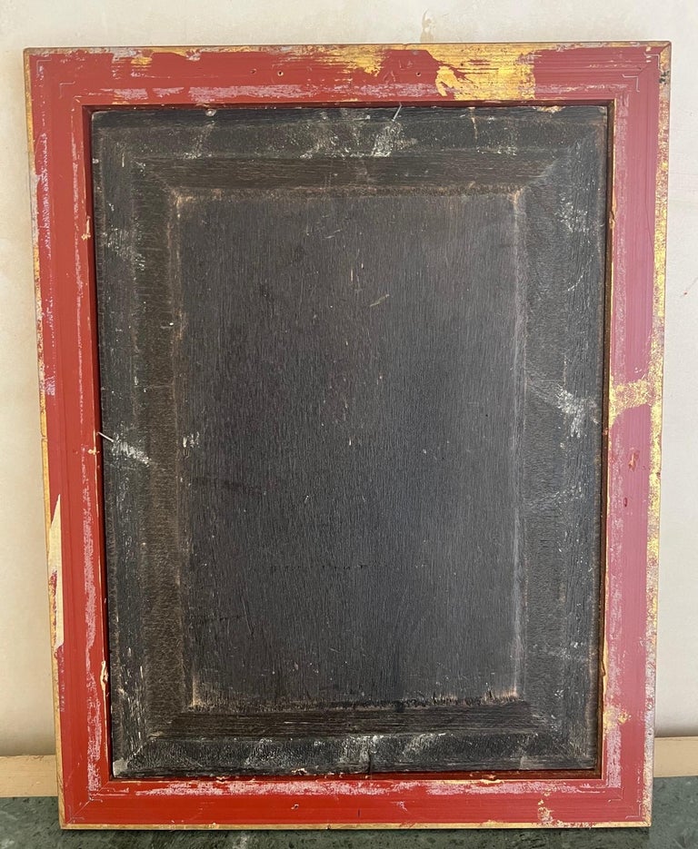 Abstract Vintage Oil Painting on Wood For Sale at 1stDibs