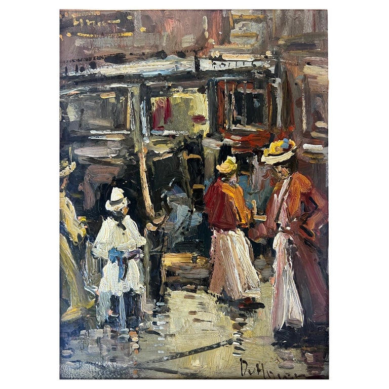 Abstract Vintage Oil Painting on Wood For Sale at 1stDibs